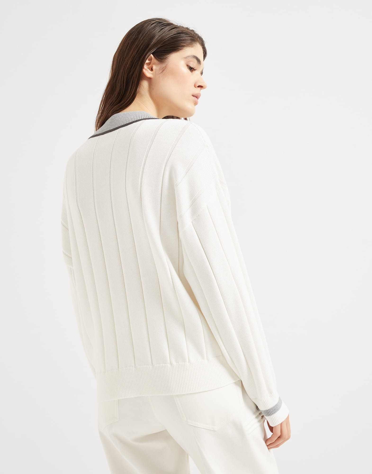 Cotton sweater with monili