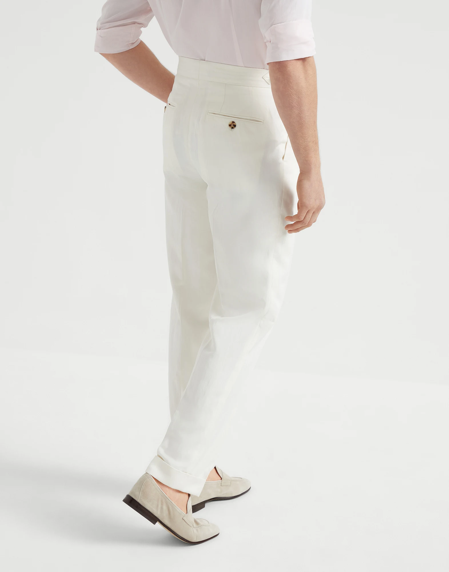D��lav�� linen and silk twill trousers