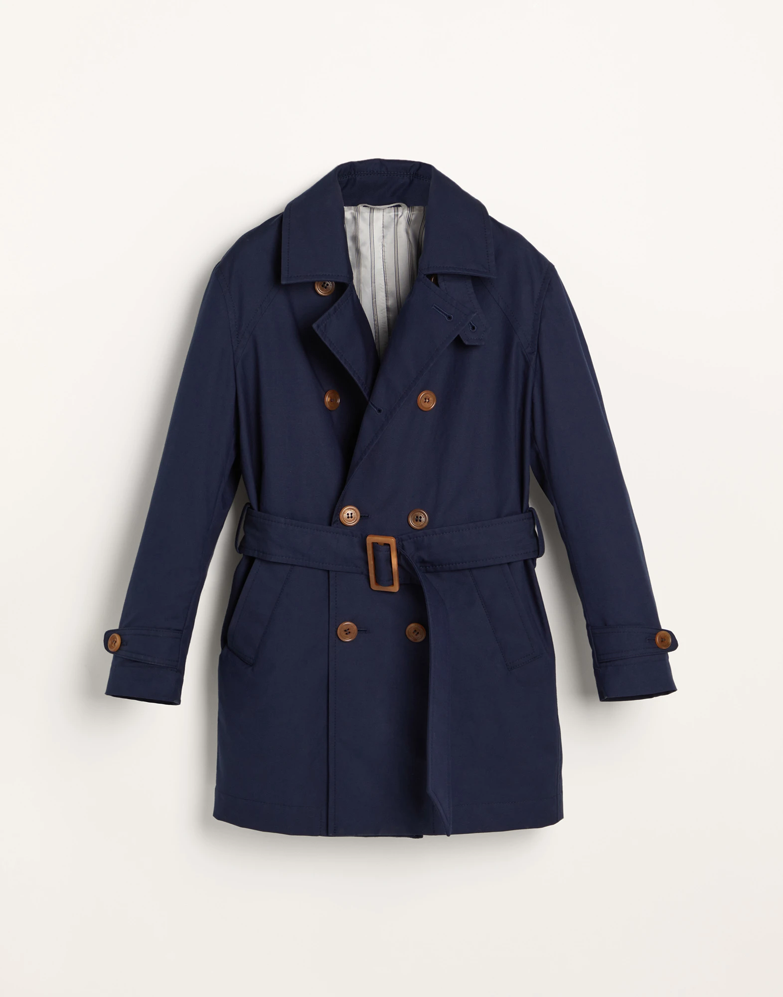 Lightweight water-resistant techno cotton gabardine trench coat