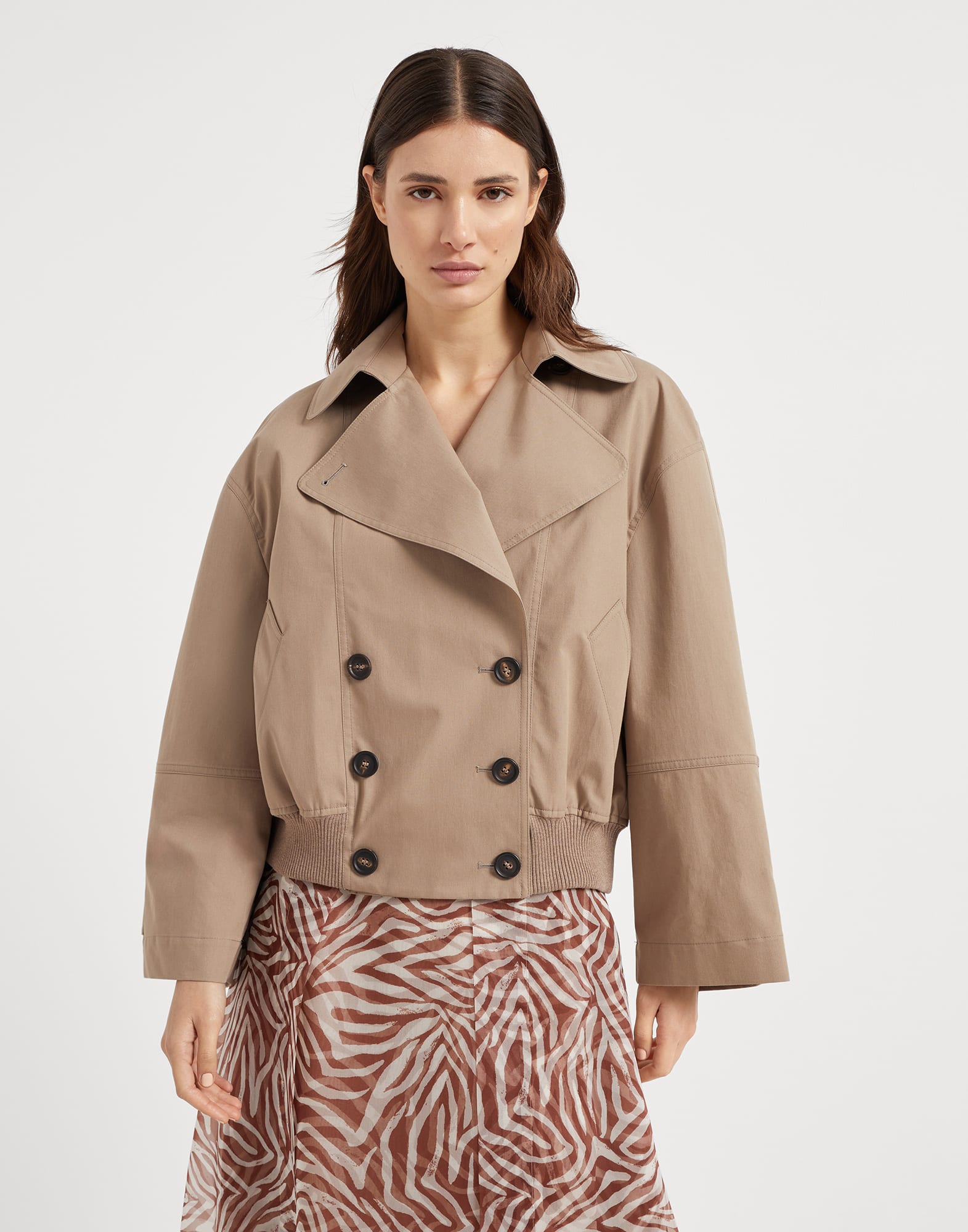 Crop caban jacket with monili