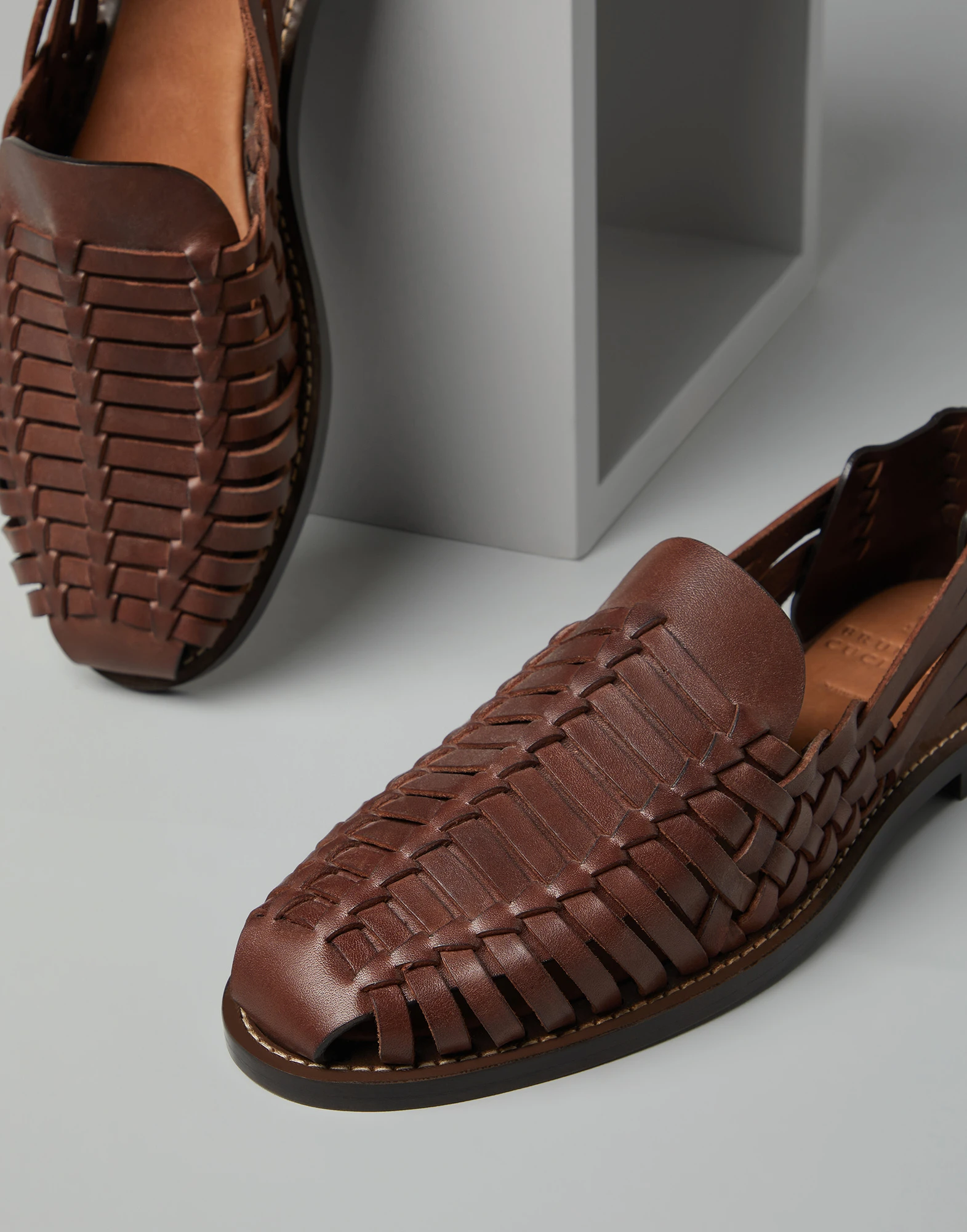 Woven calfskin sandals