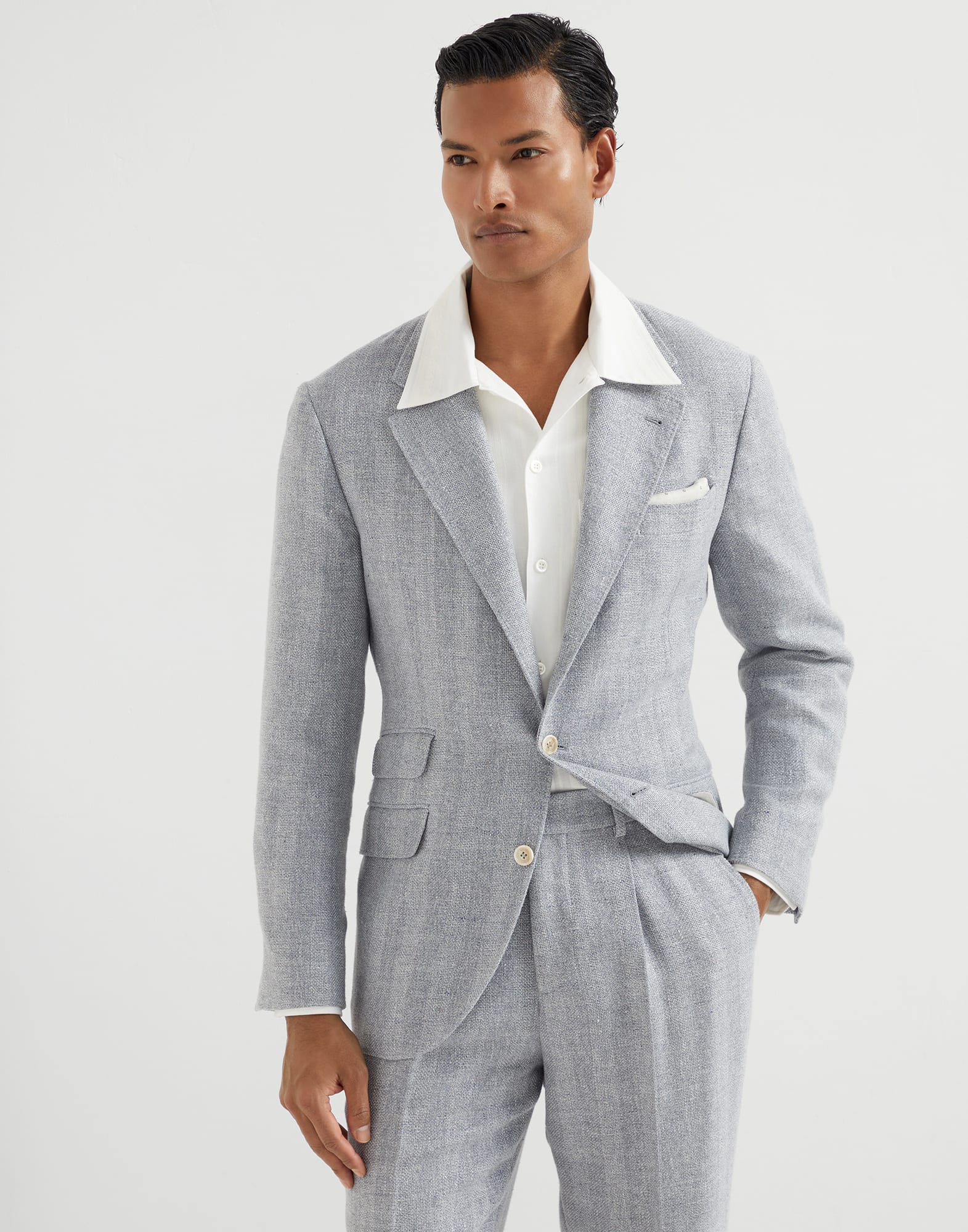 Diagonal twill unconstructed blazer