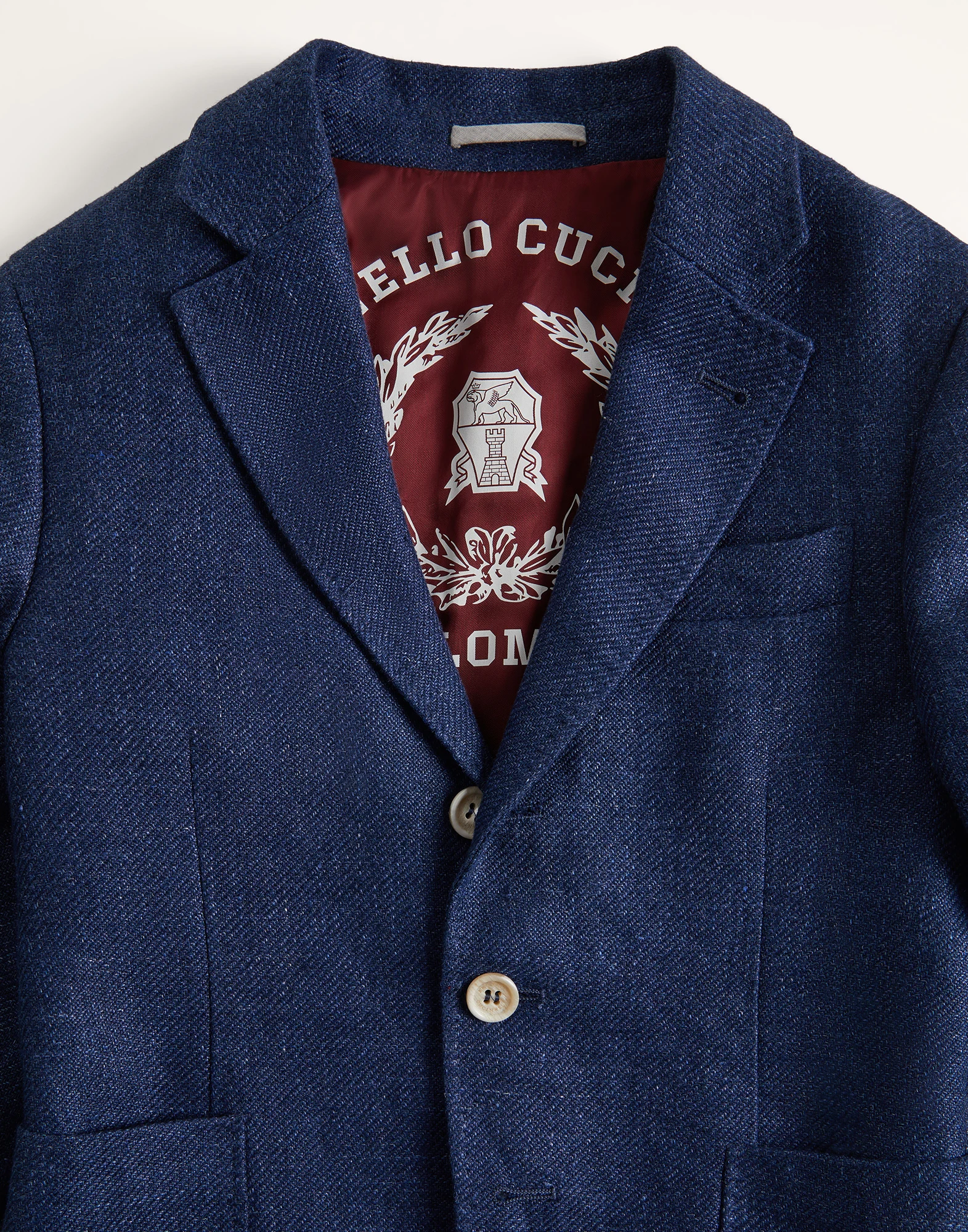 Linen, wool and silk diagonal blazer