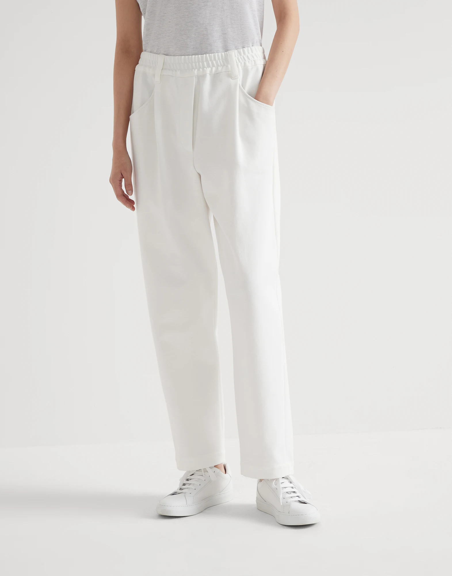 Stretch cotton couture interlock baggy trousers