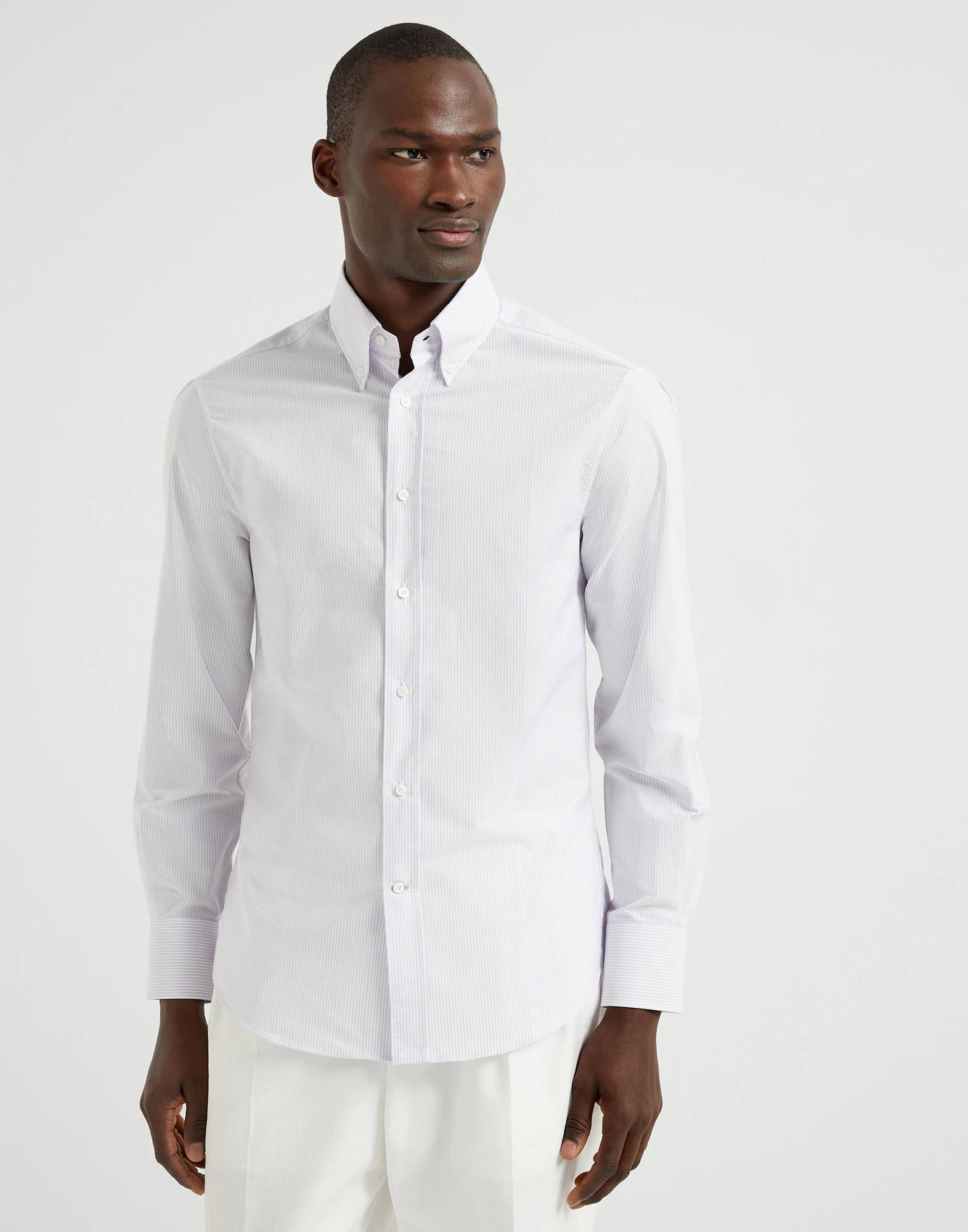 Striped poplin shirt