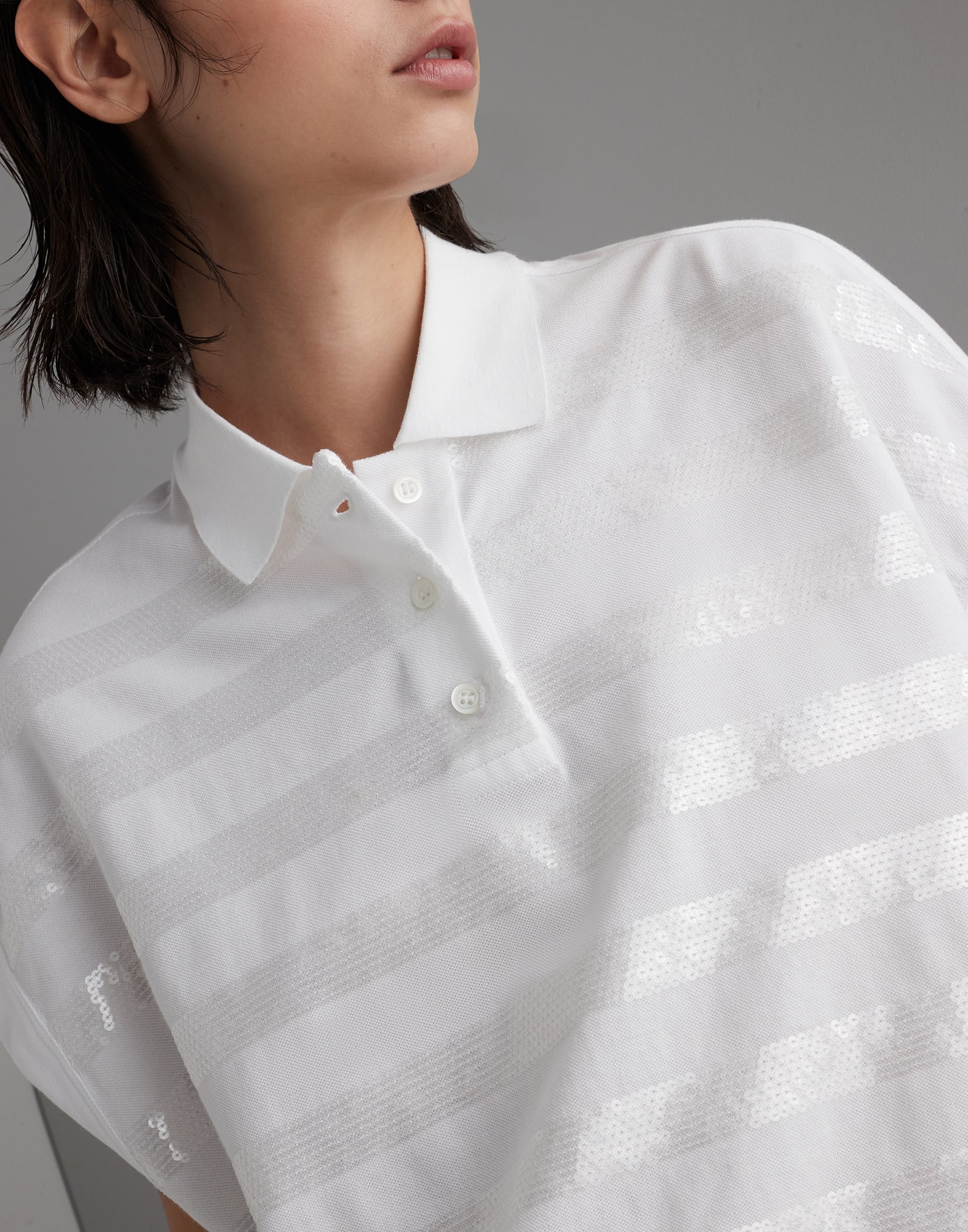 Cotton pique polo shirt with dazzling stripes
