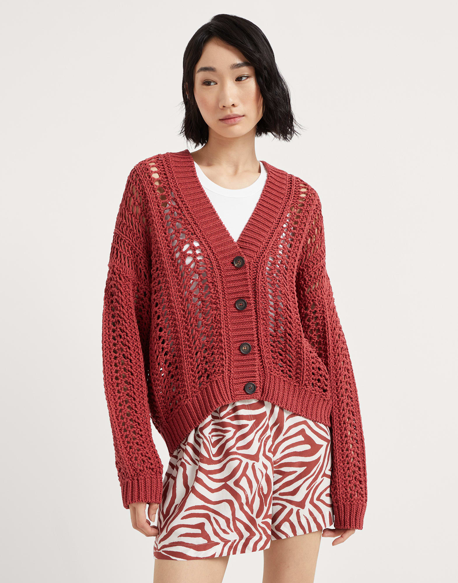 Ribbed Net cardigan