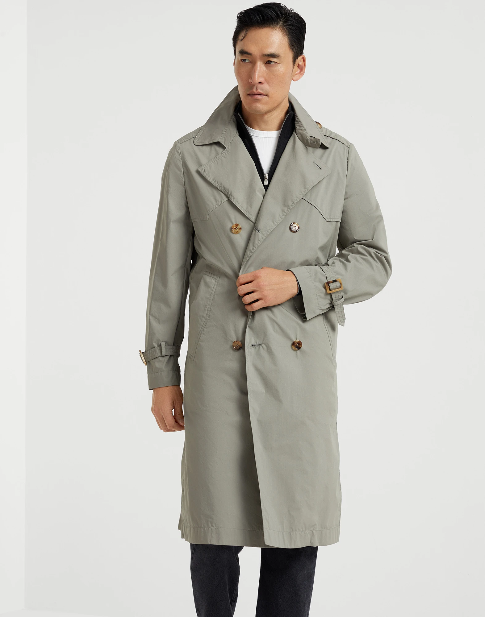 Water-resistant fabric trench coat