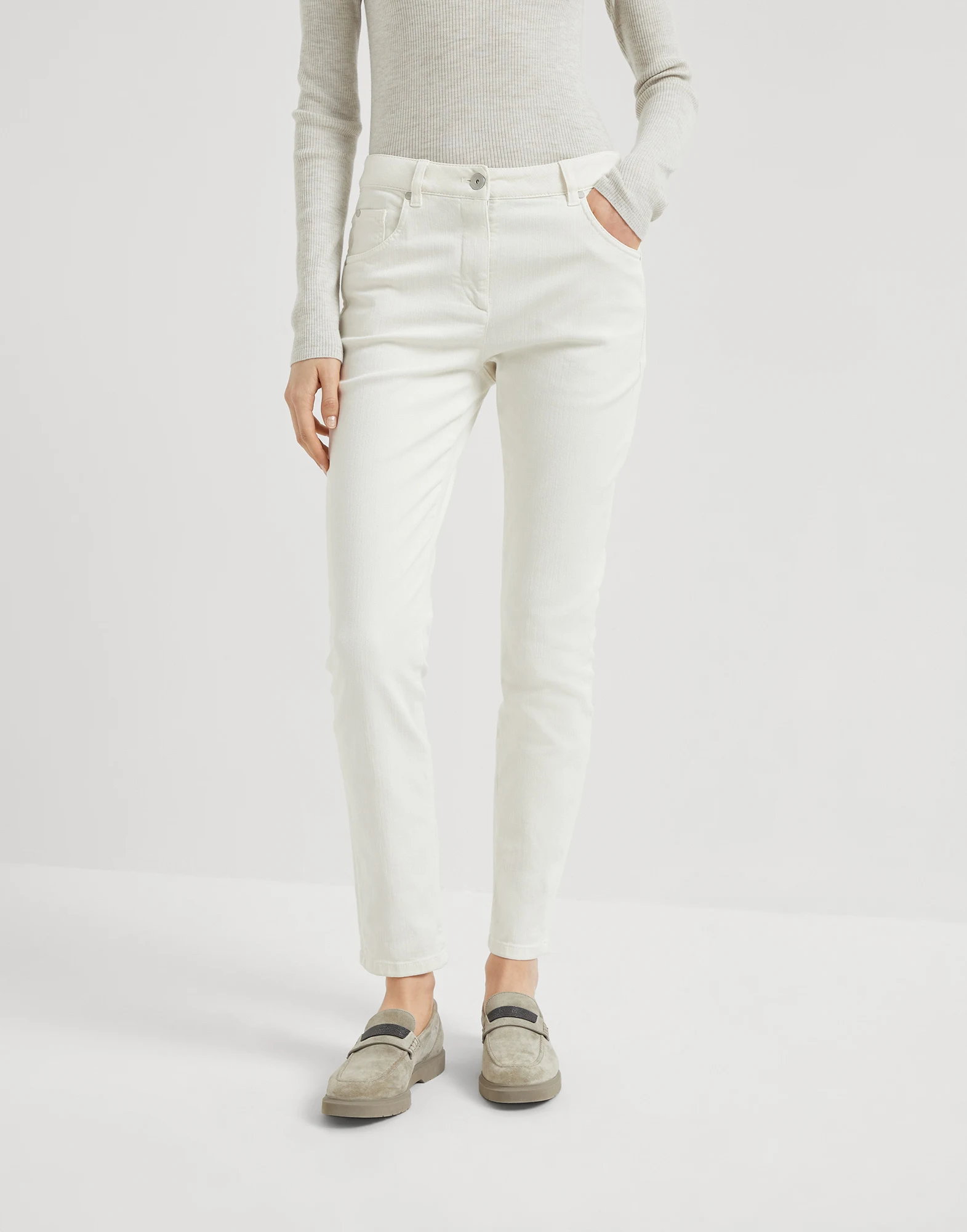 Stretch denim trousers