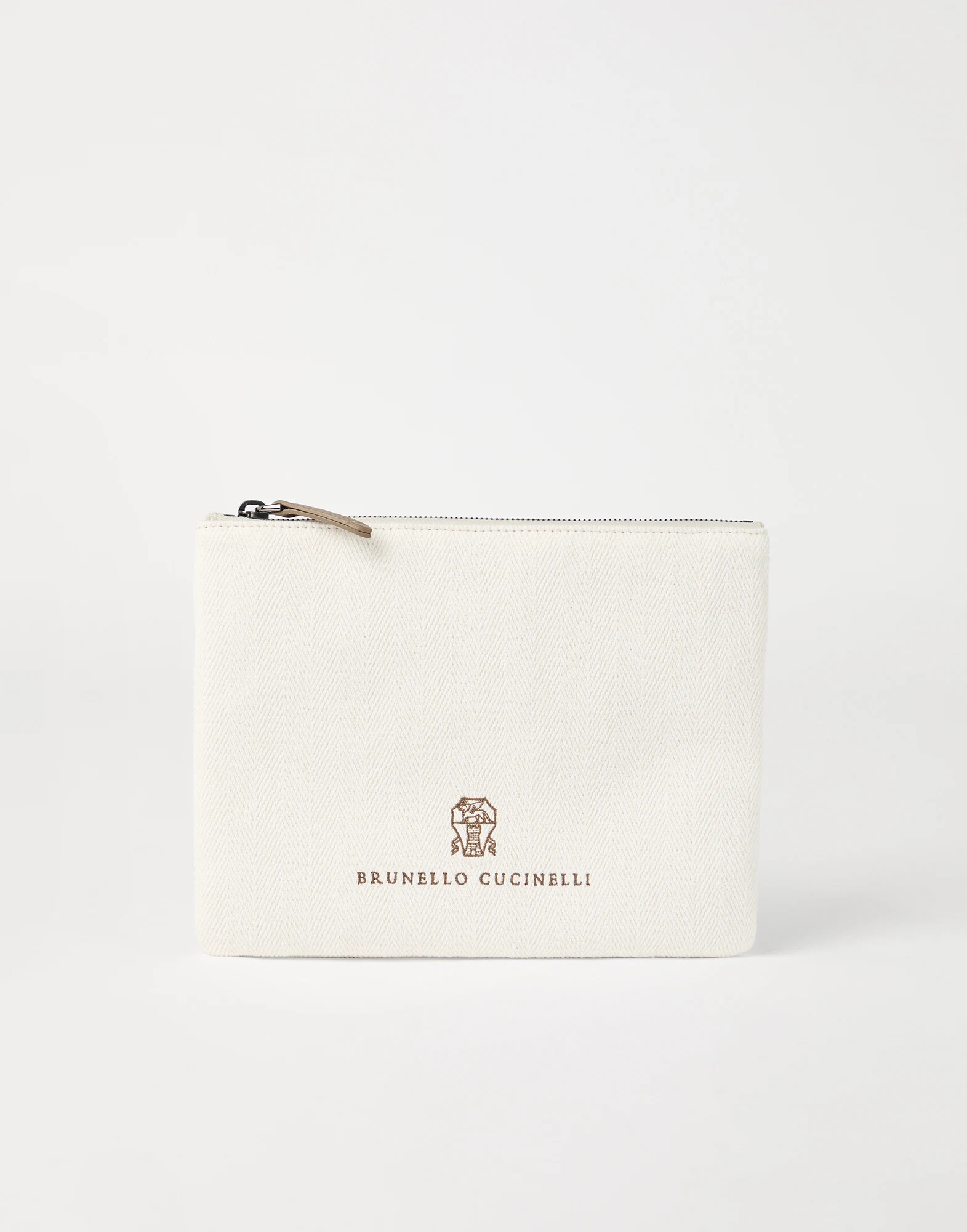 Clutch with embroidered logo