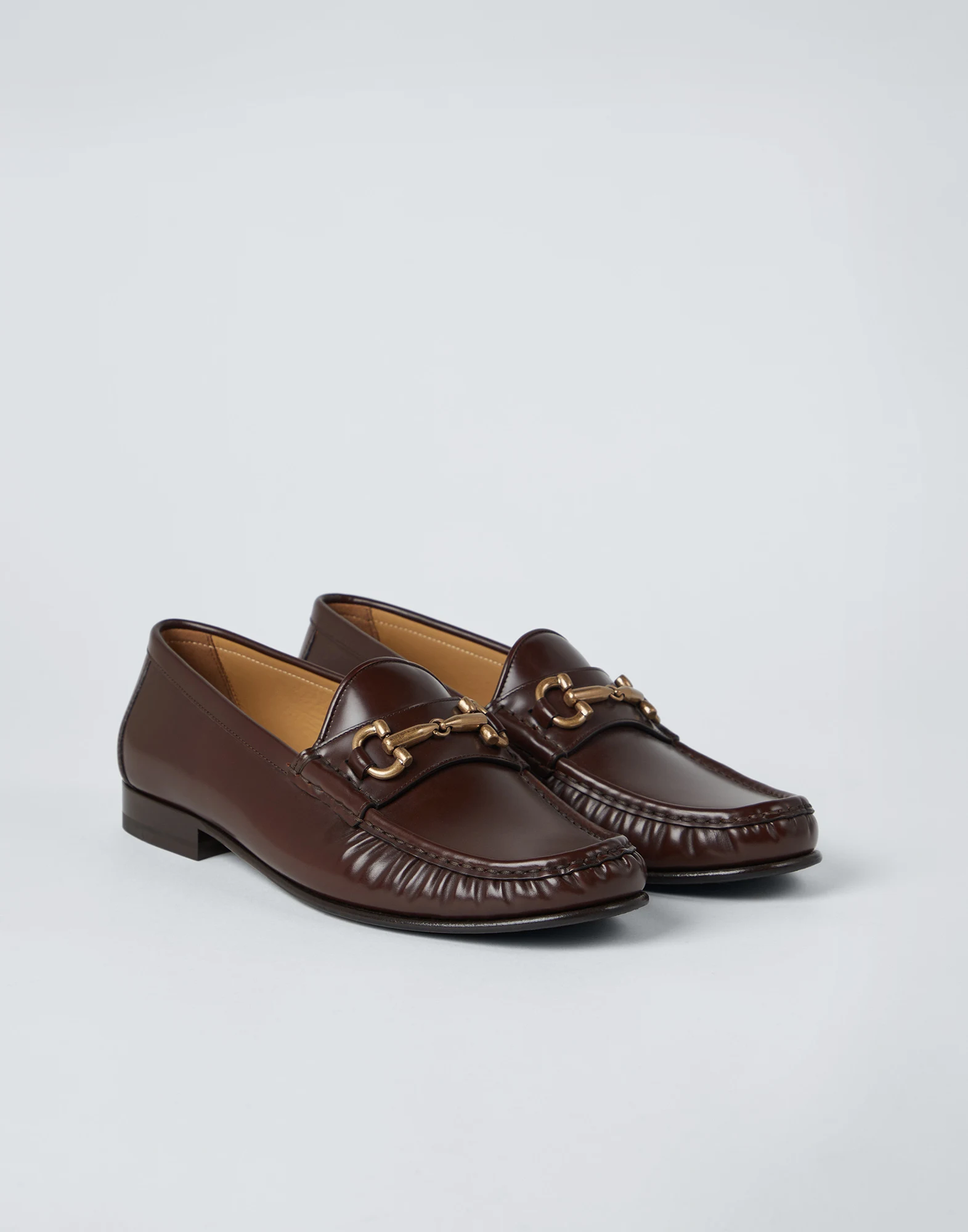 Aged calfskin loafers with bit