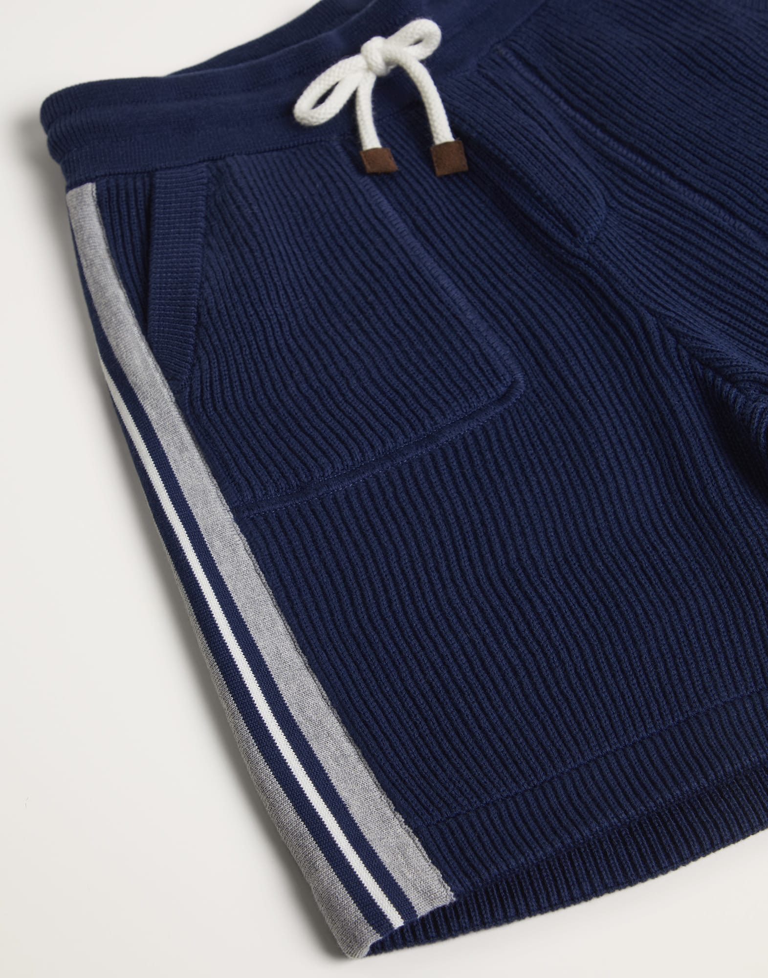 Cotton English rib knit Bermuda shorts with stripe details