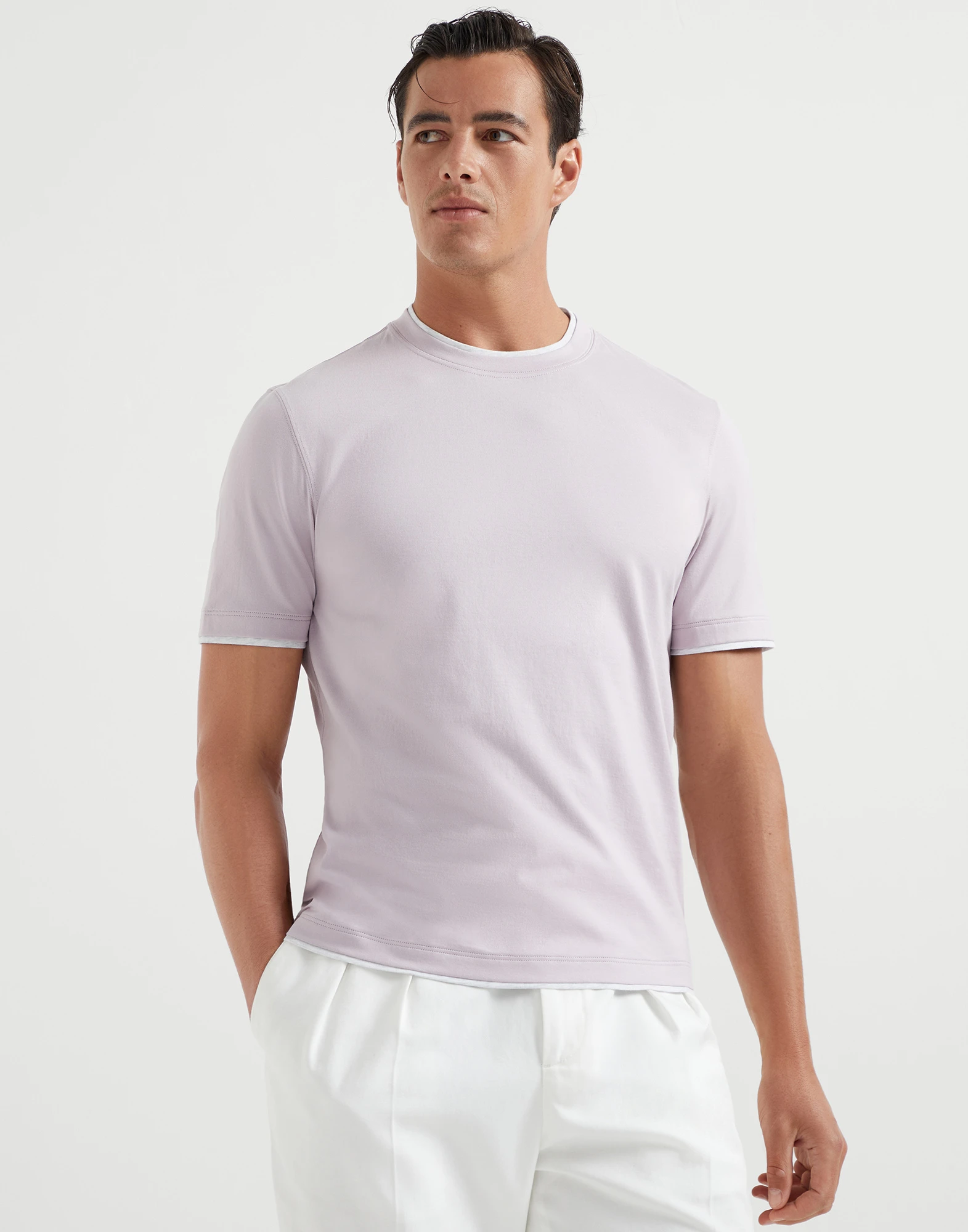T-shirt with faux-layering