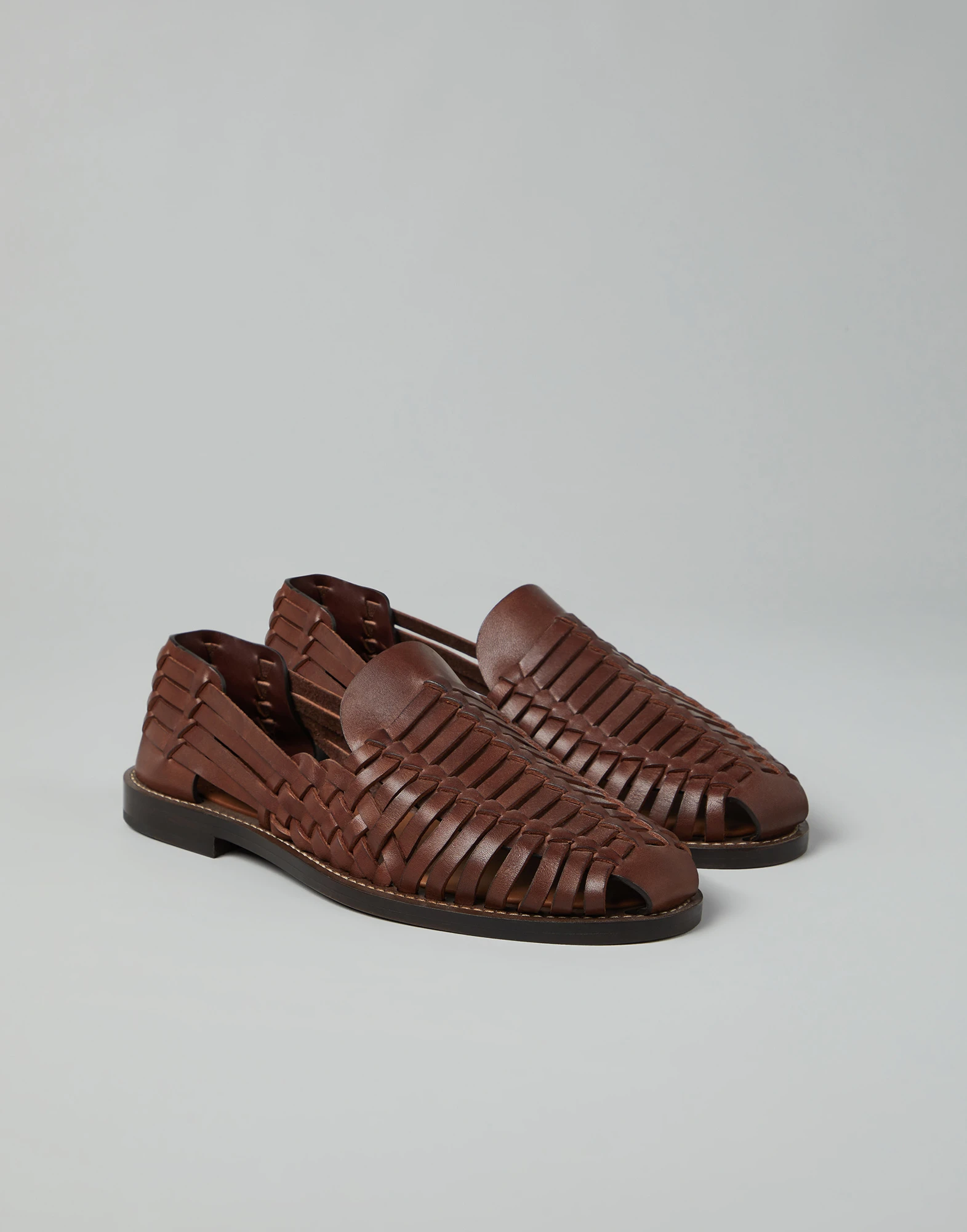 Woven calfskin sandals