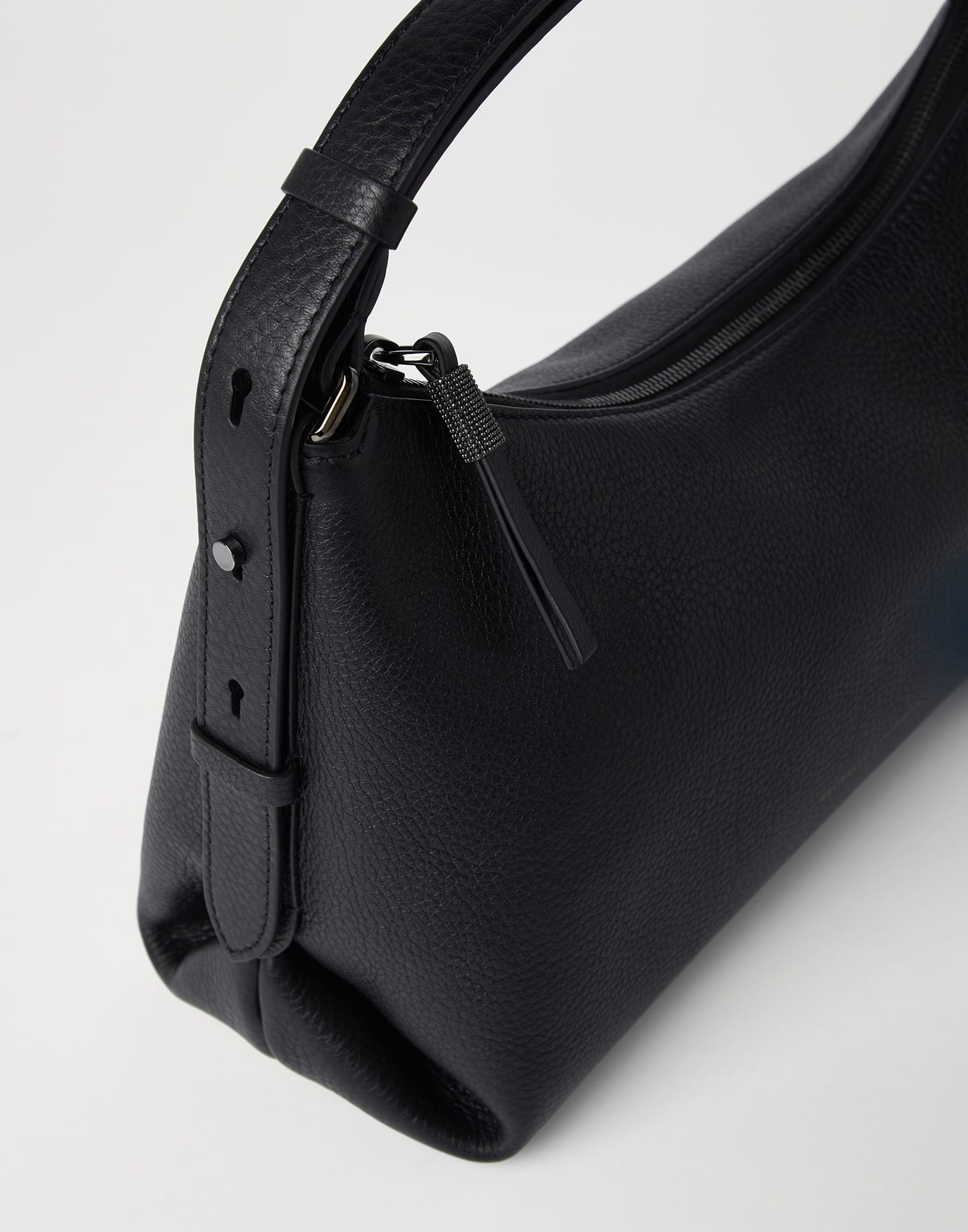 Texture calfskin hobo bag with monili