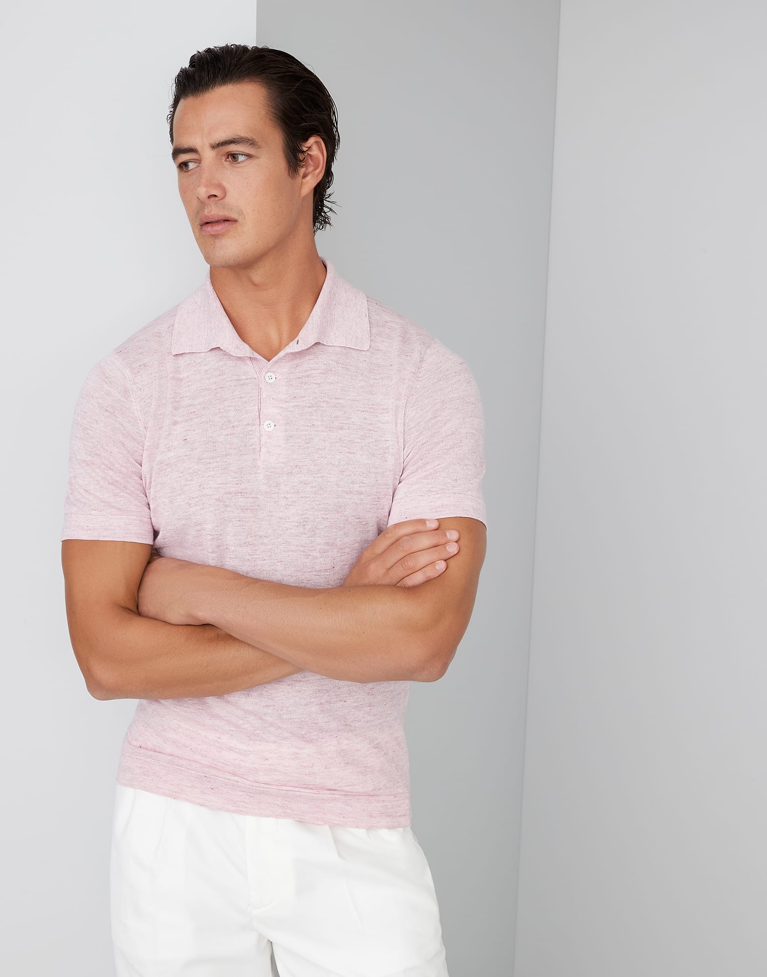 Linen and cotton knit polo