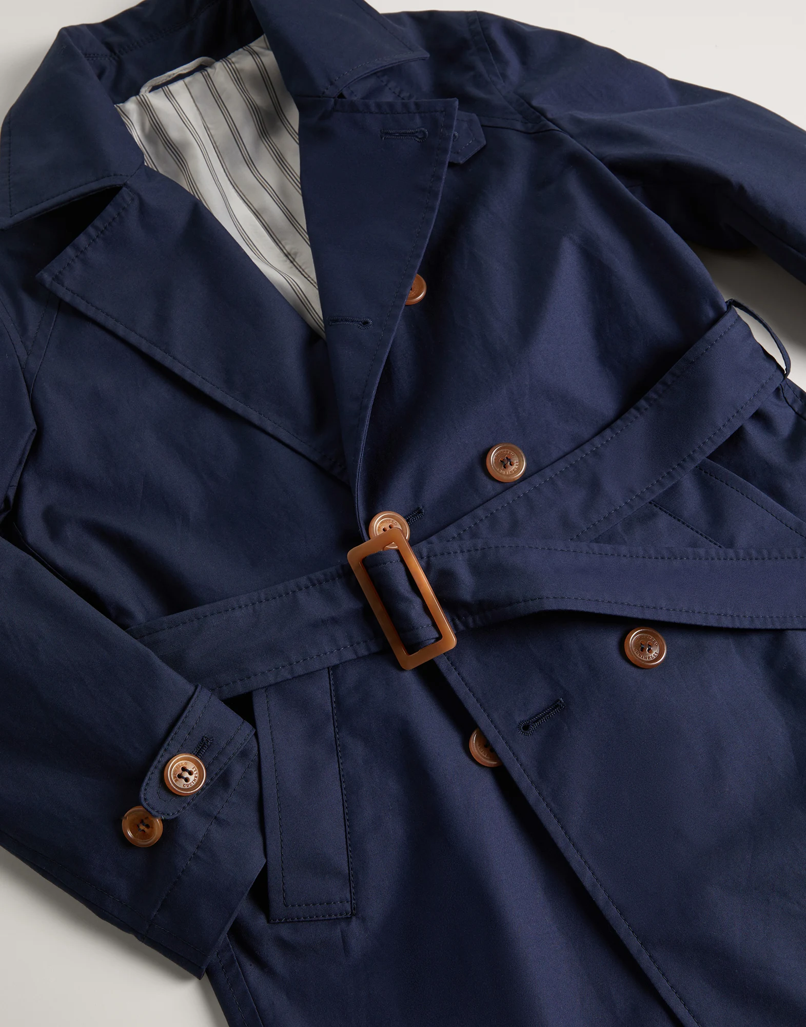 Lightweight water-resistant techno cotton gabardine trench coat