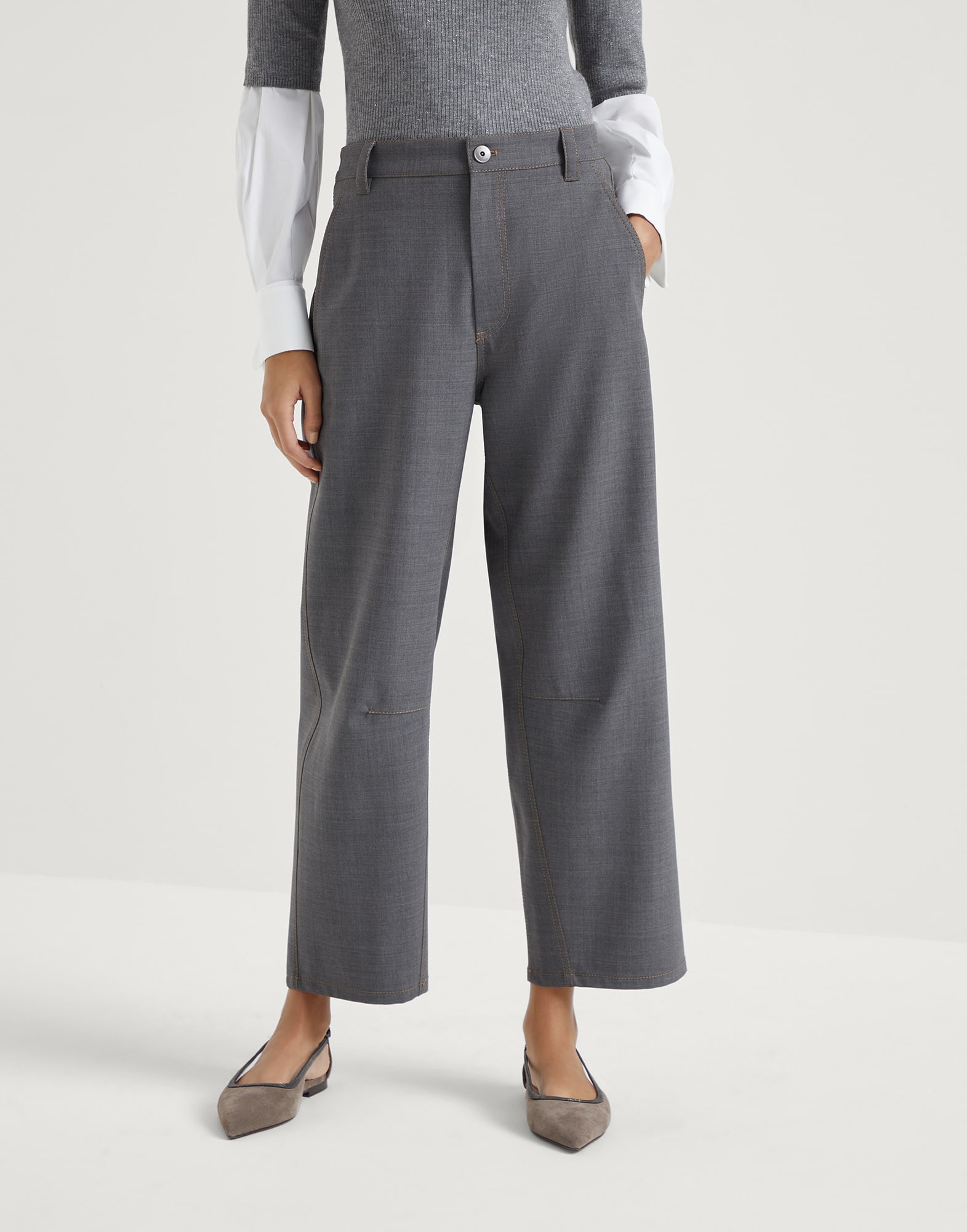 Tropical luxury wool soft curved trousers