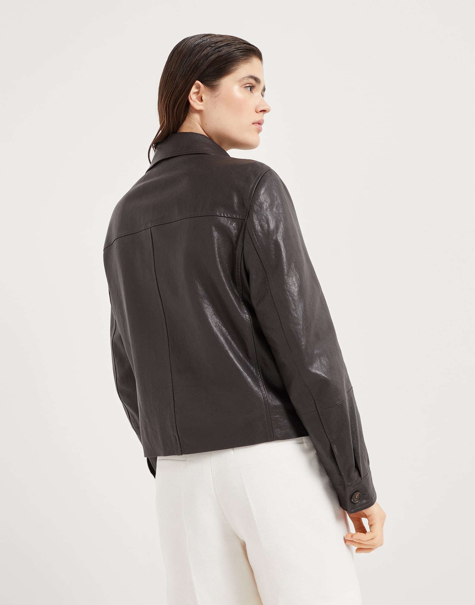 Crop caban jacket with monili