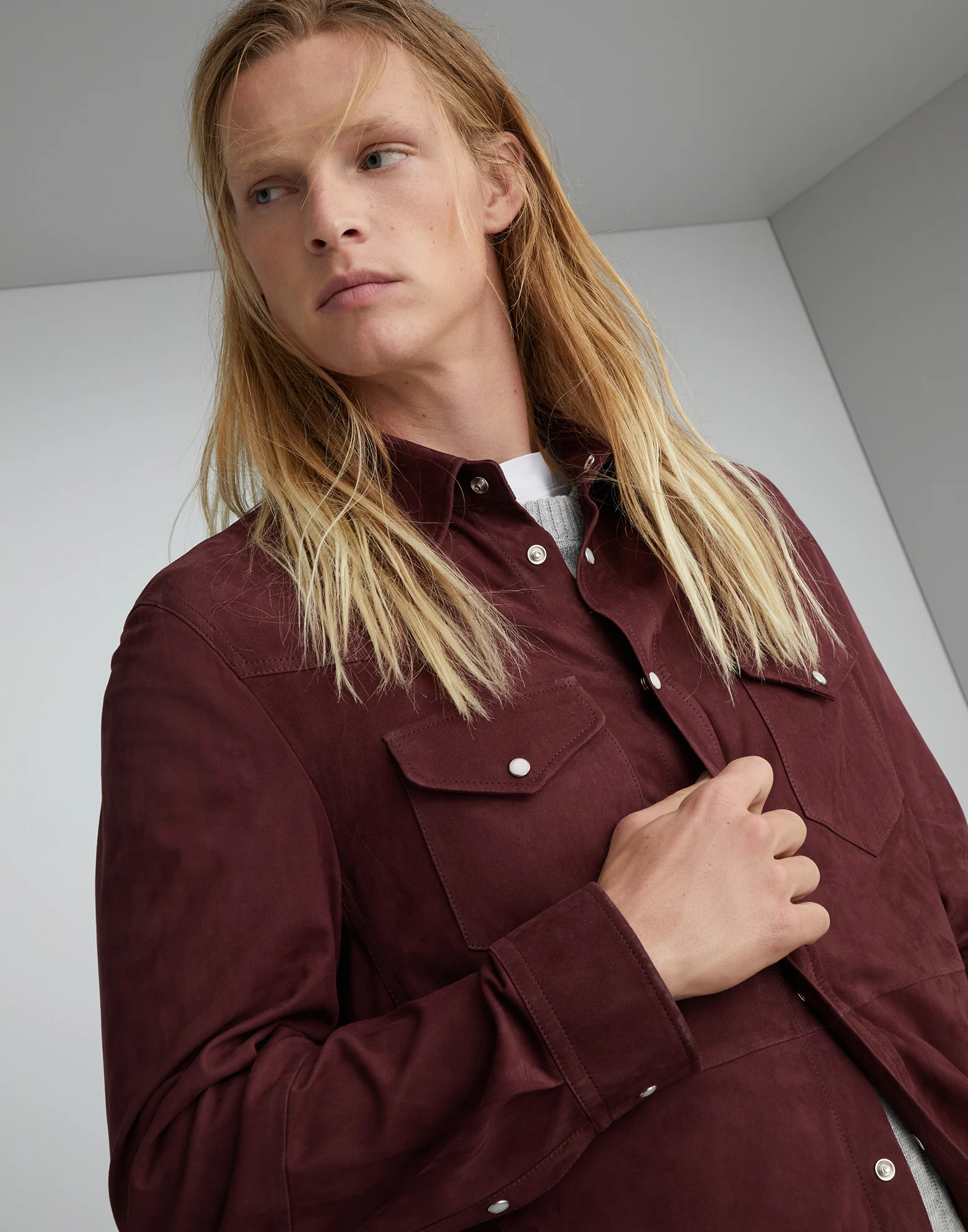 Lightweight suede overshirt