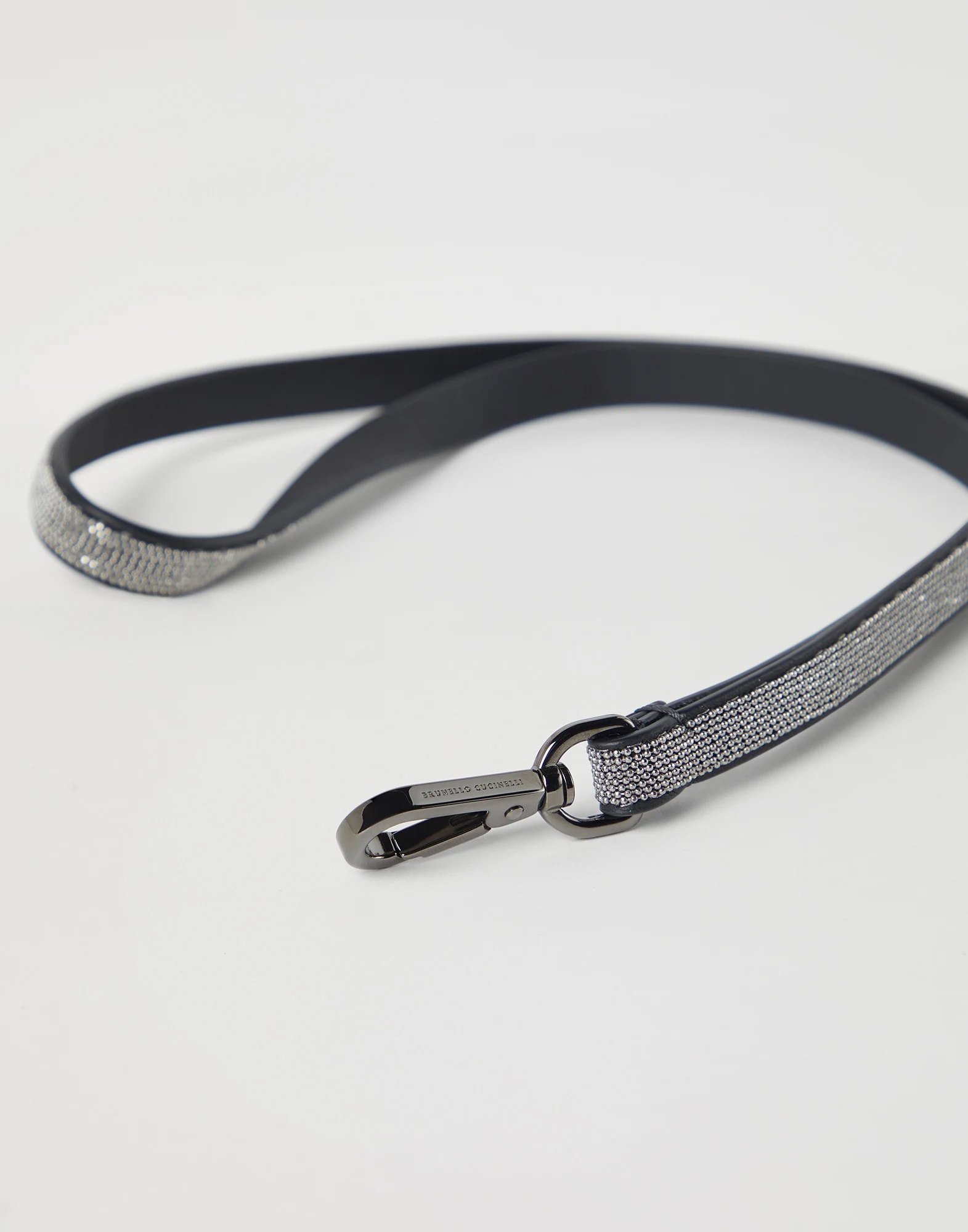 Matte calfskin long precious keychain