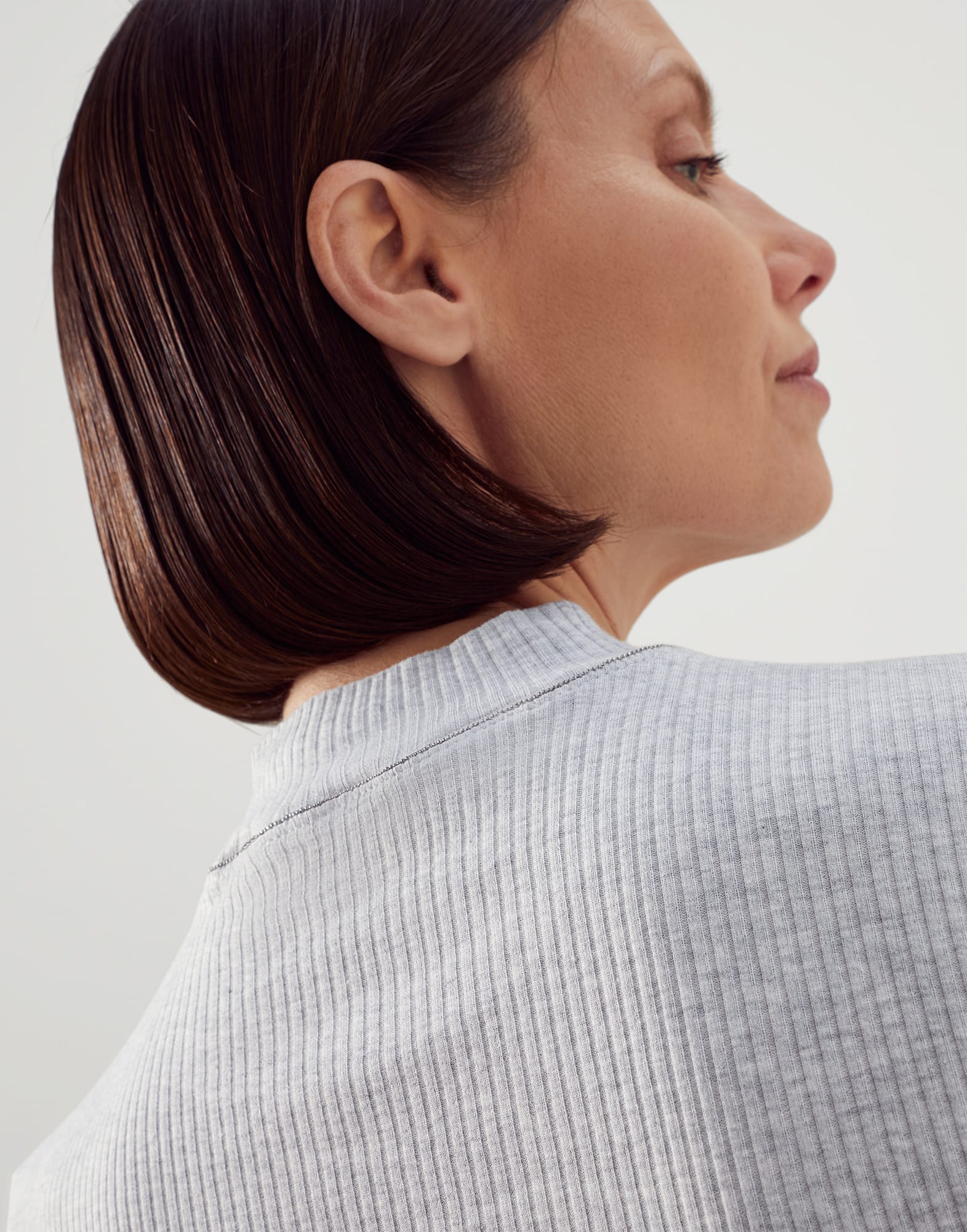 Cotton ribbed jersey T-shirt with monili