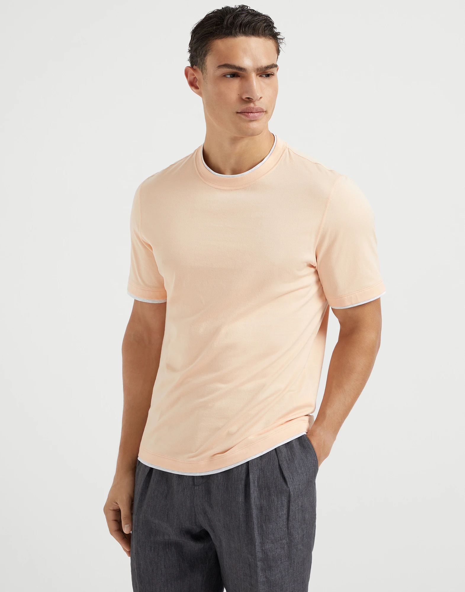 T-shirt with faux-layering