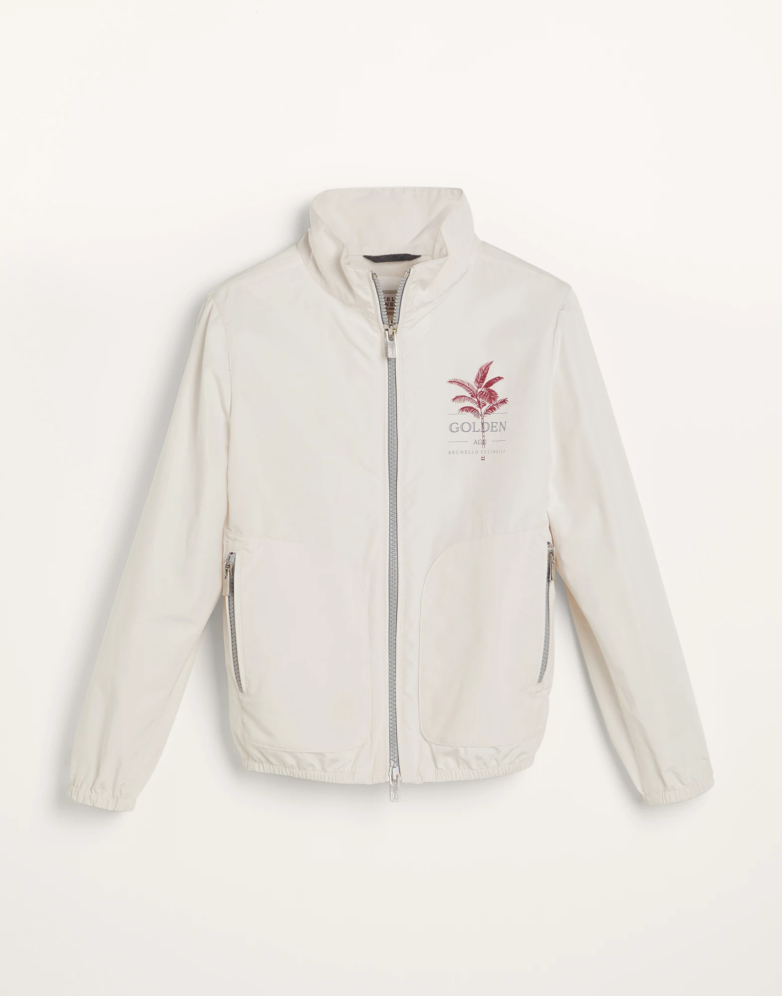 Water-resistant microfiber outerwear jacket with print