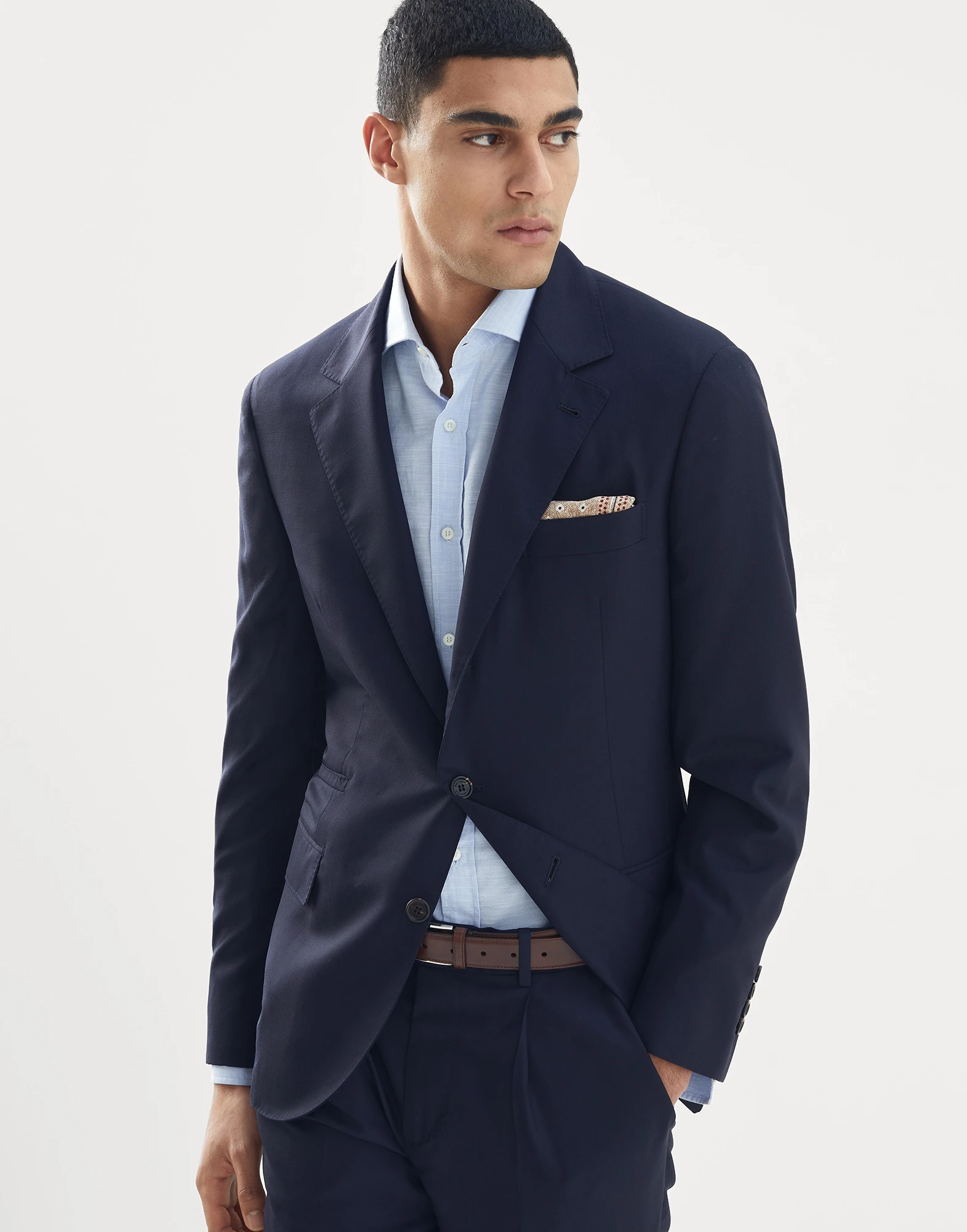Virgin wool and silk lightweight hopsack blazer