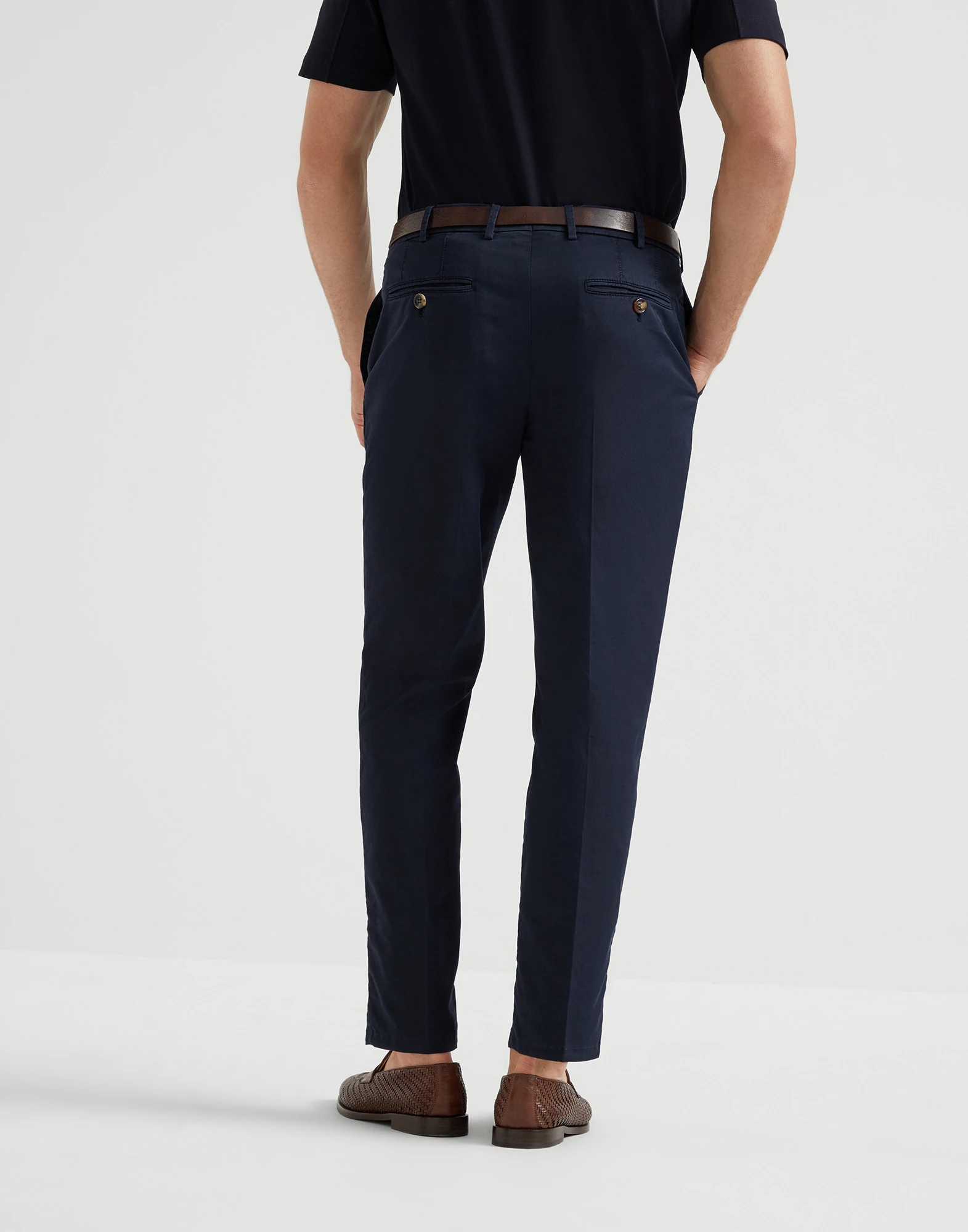Gabardine garment dyed trousers