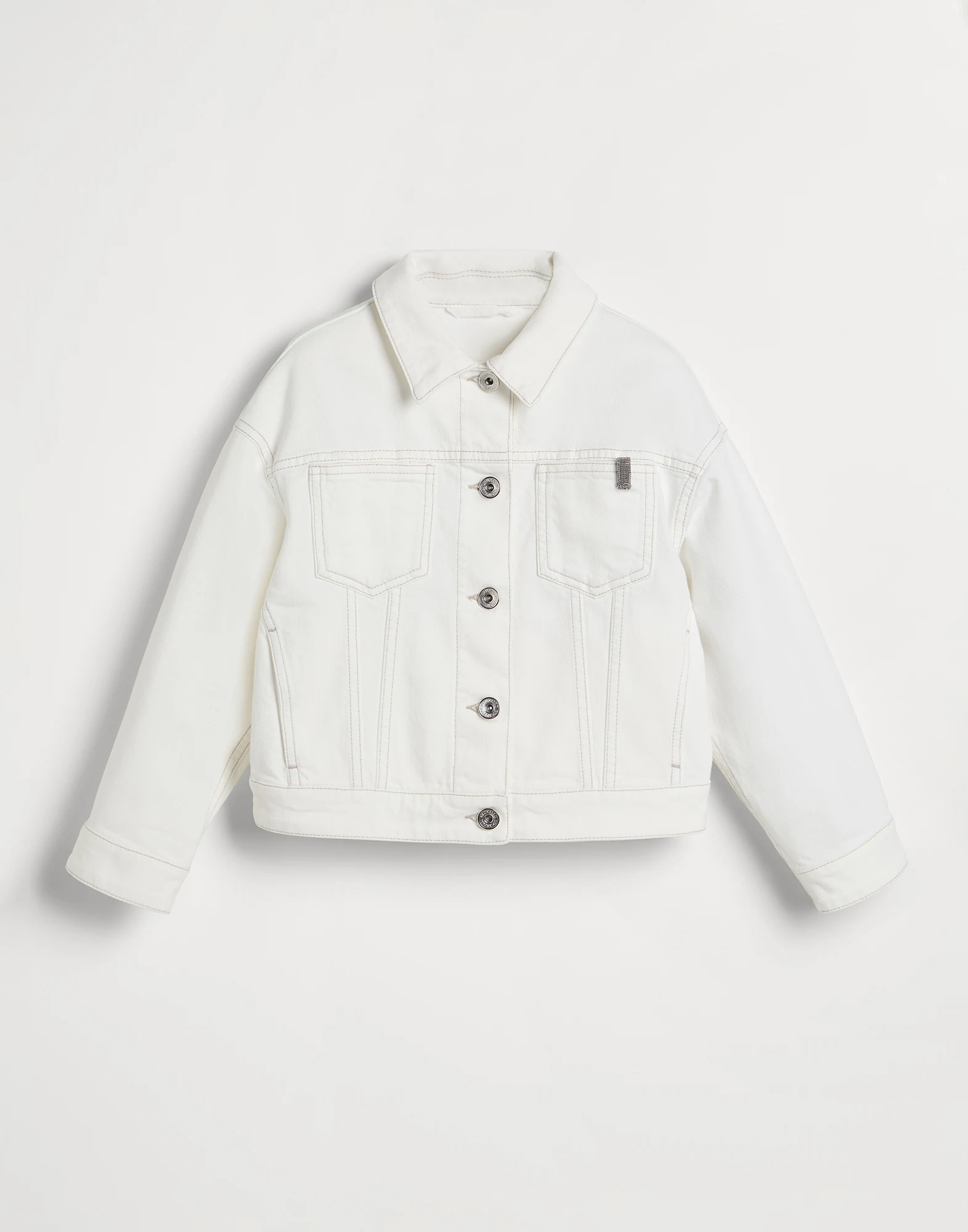 Denim outerwear jacket with monili