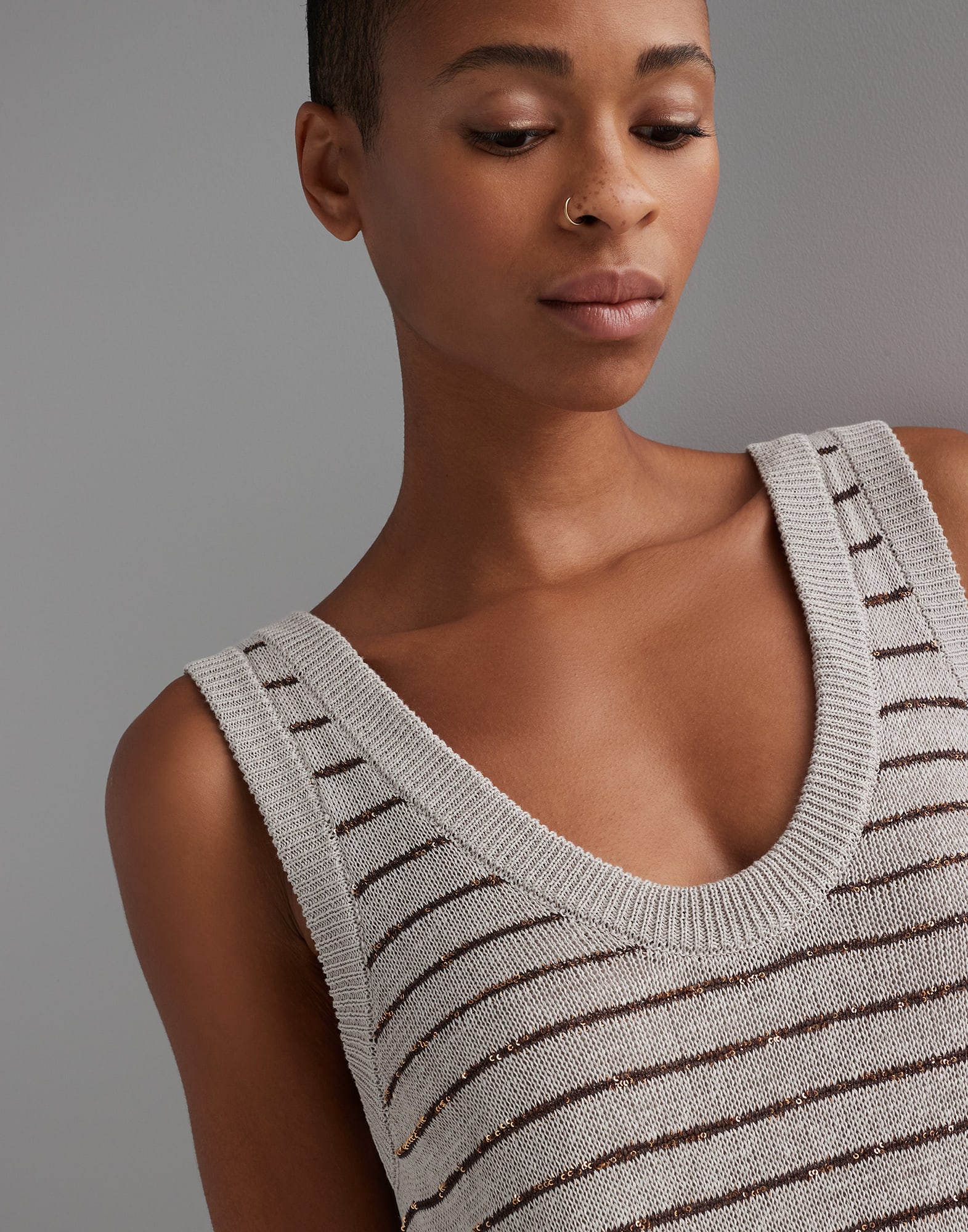 Cotton dazzling stripes knit dress