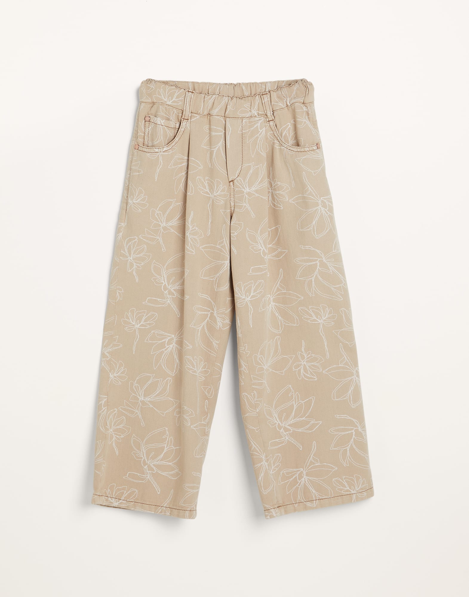 Flower doodle denim trousers with monili