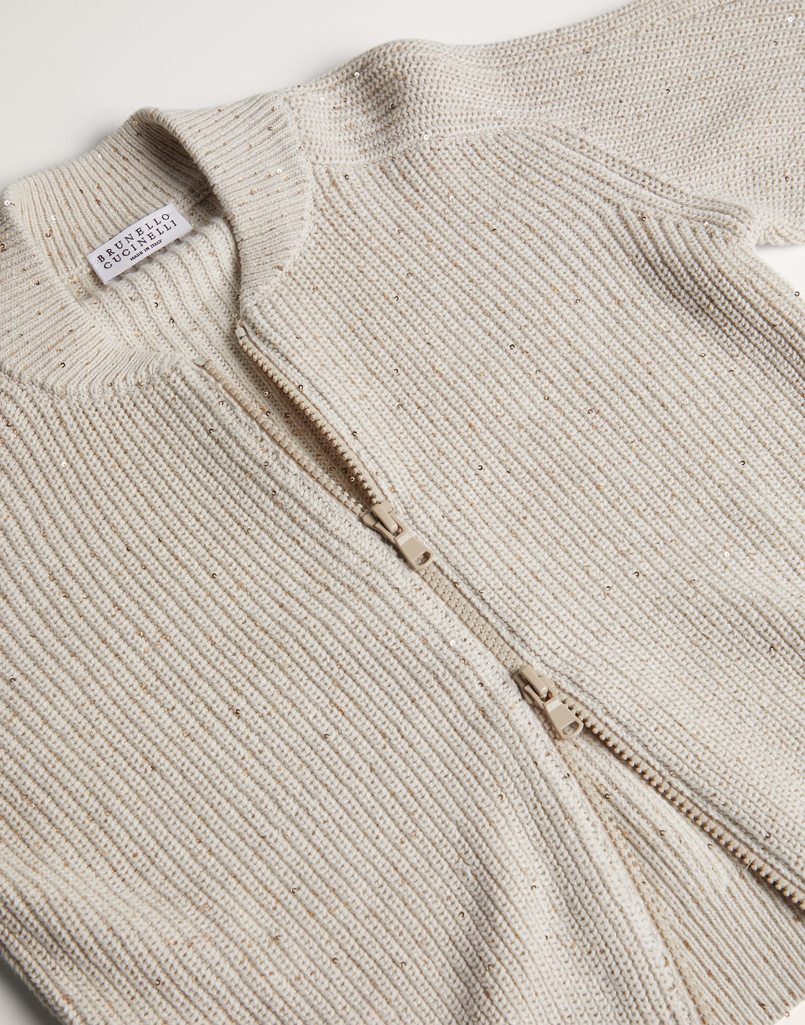 Cotton dazzling yarn English rib cardigan