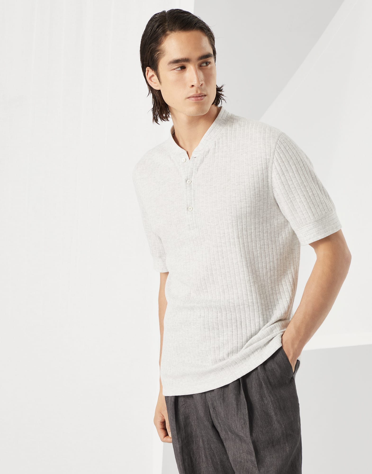 Henley collar T-shirt