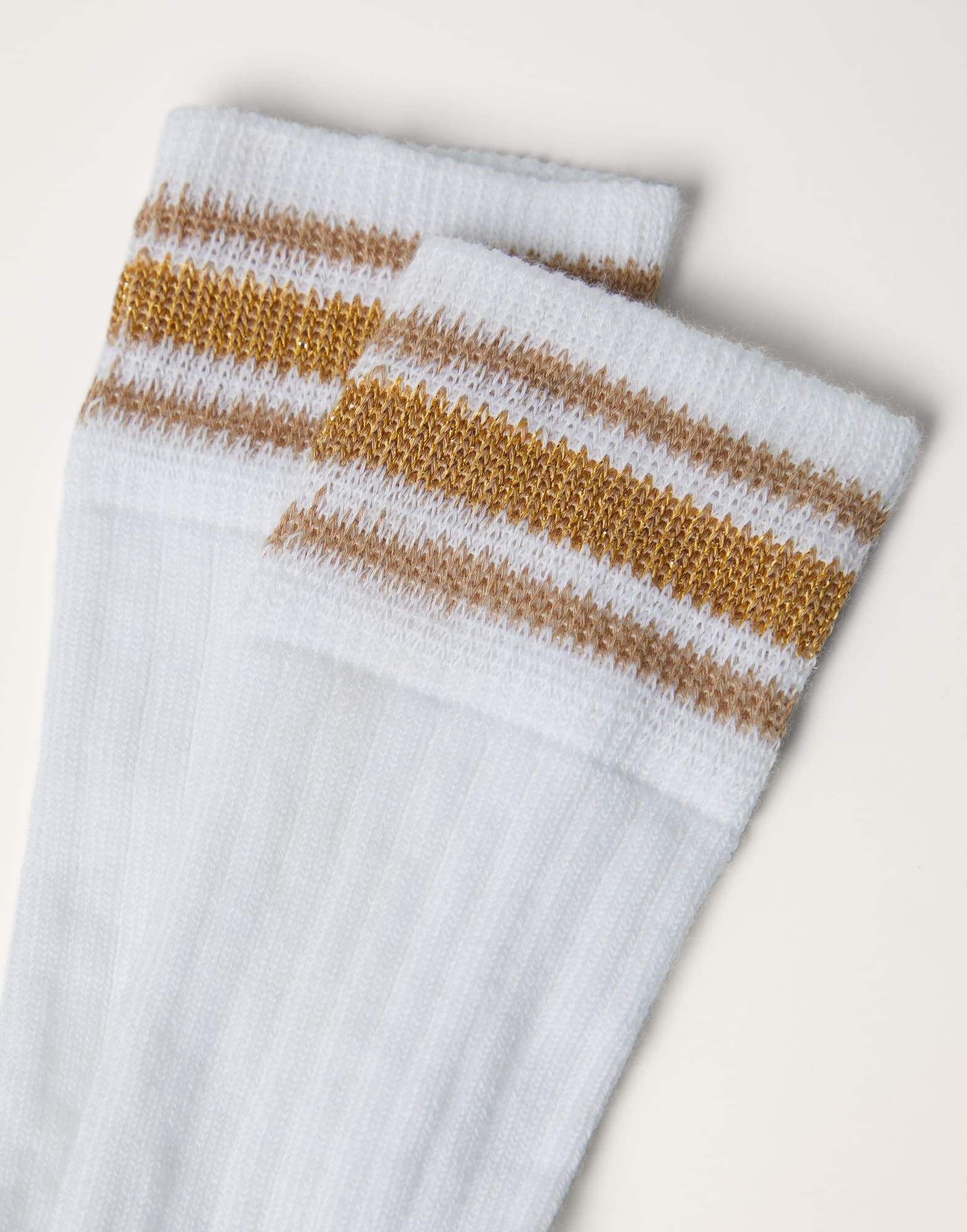 Ribbed cotton knit socks with stripes