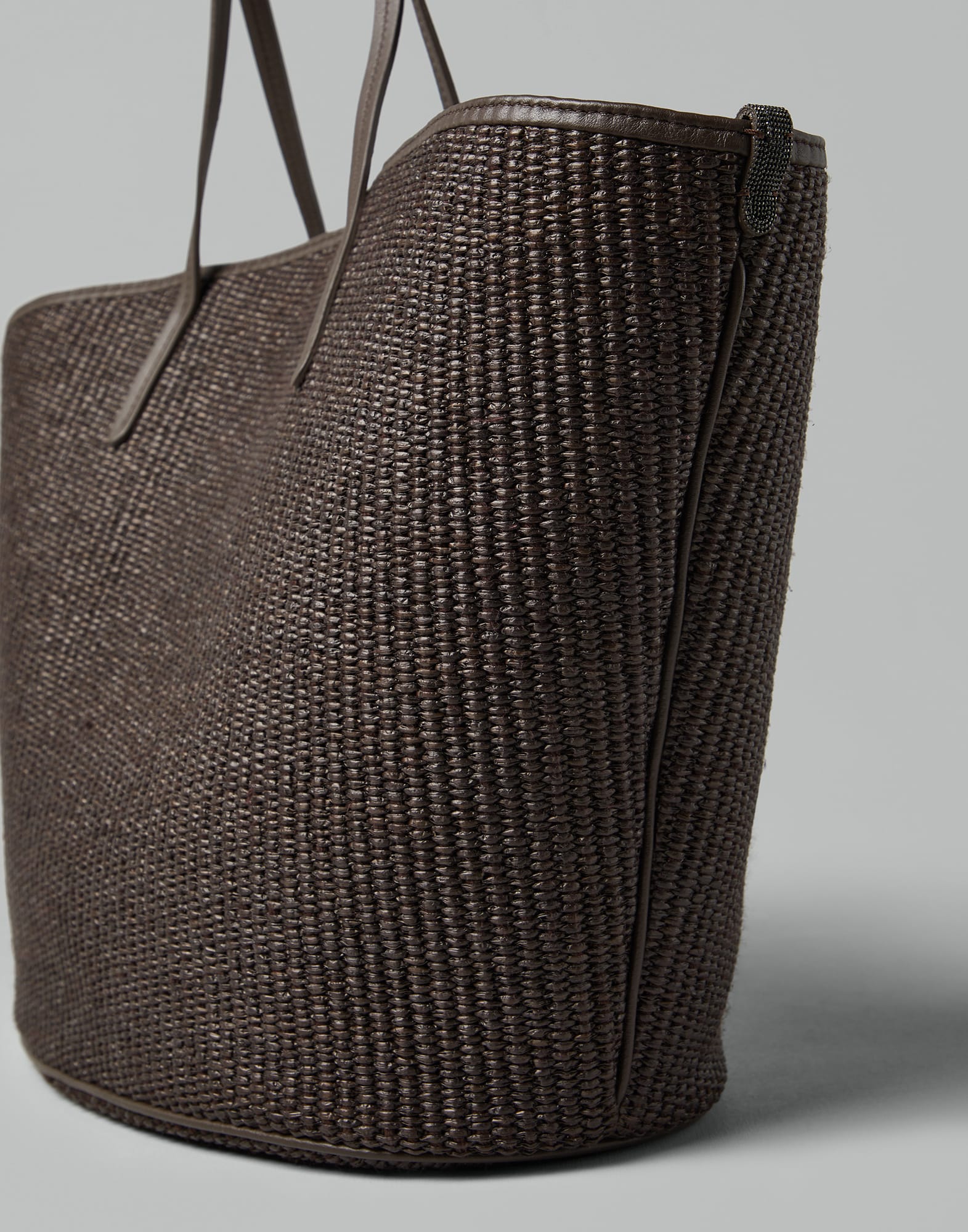 Techno cotton raffia shopper bag with monili