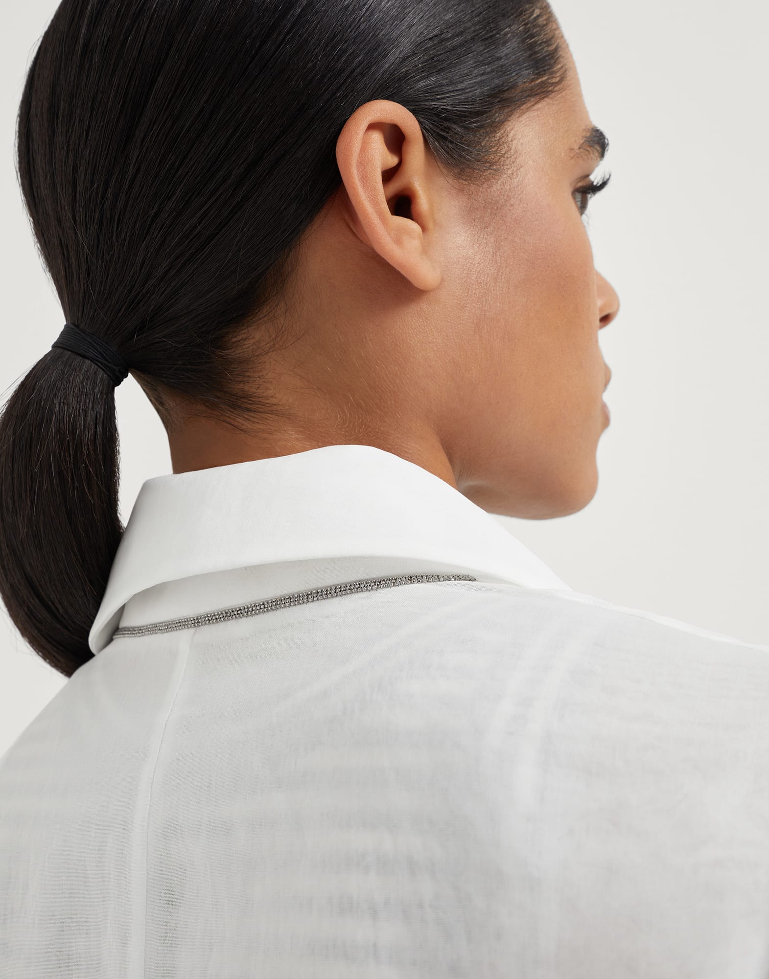 Cotton organza blazer with monili