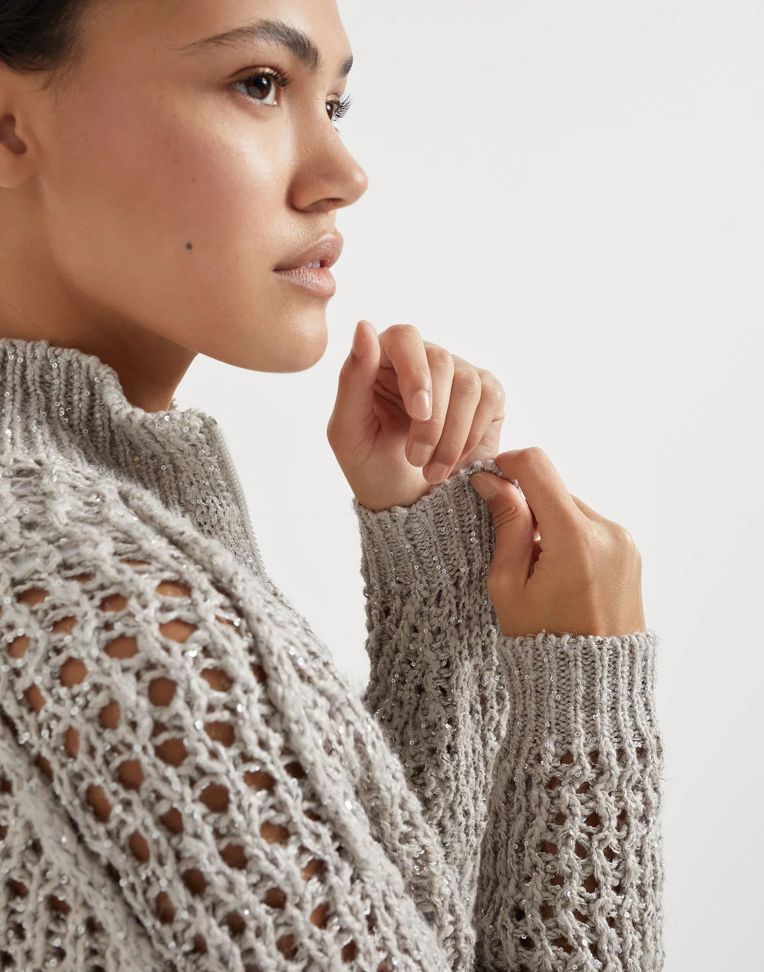 Silk and linen rustic dazzling net cardigan