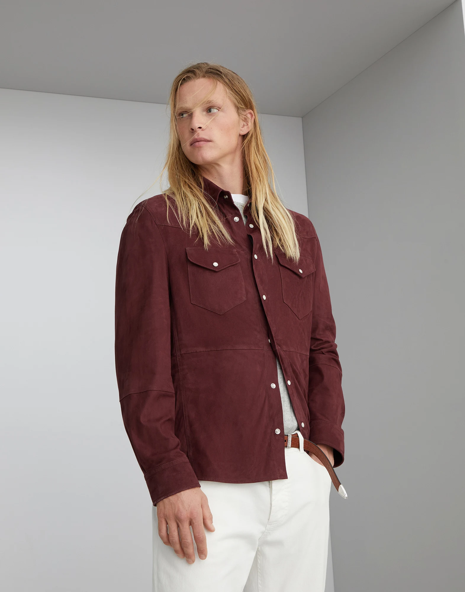Lightweight suede overshirt