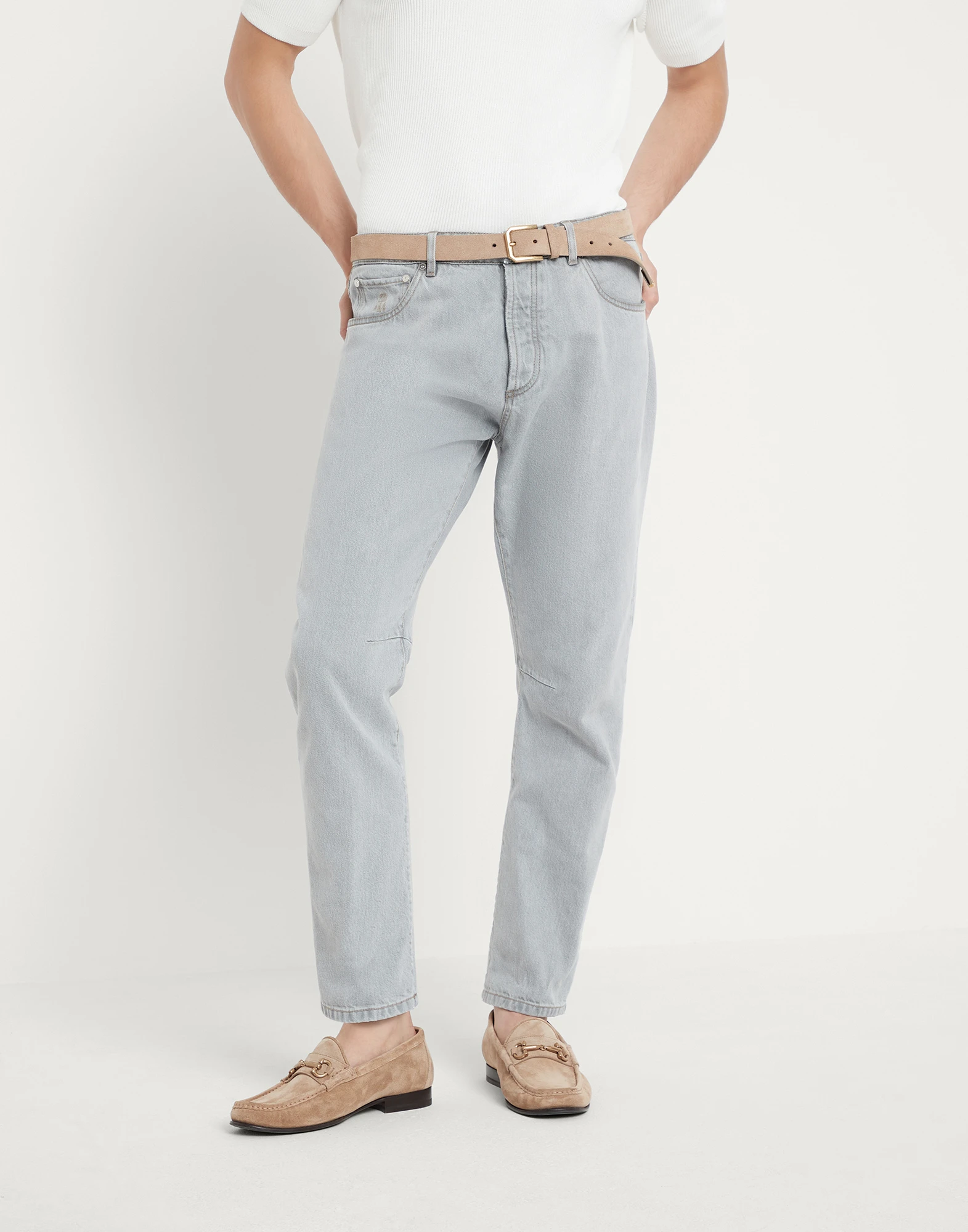 Grayscale denim leisure fit five-pocket trousers
