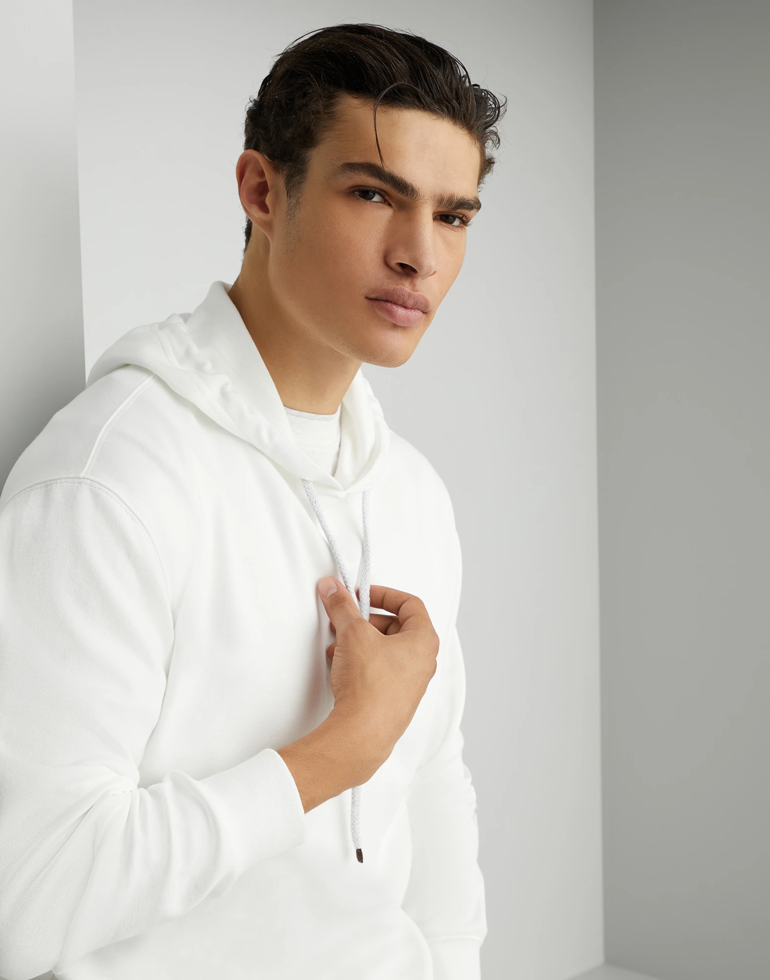 Techno cotton French terry hooded sweatshirt