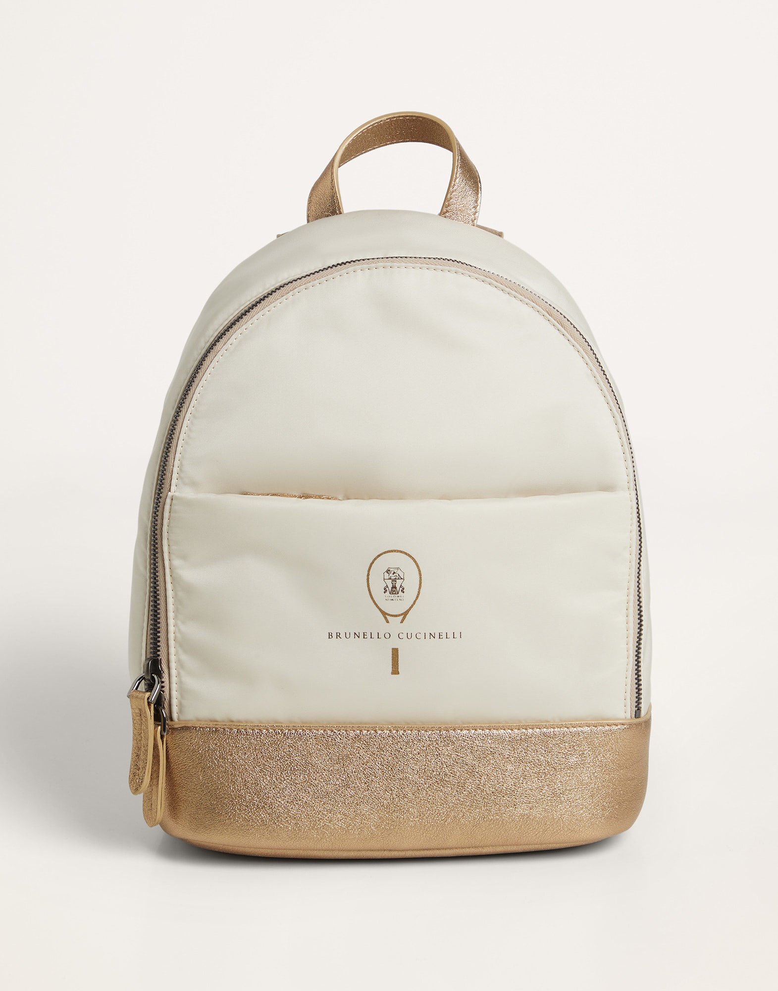 Matte nylon and lame calfskin backpack with tennis logo