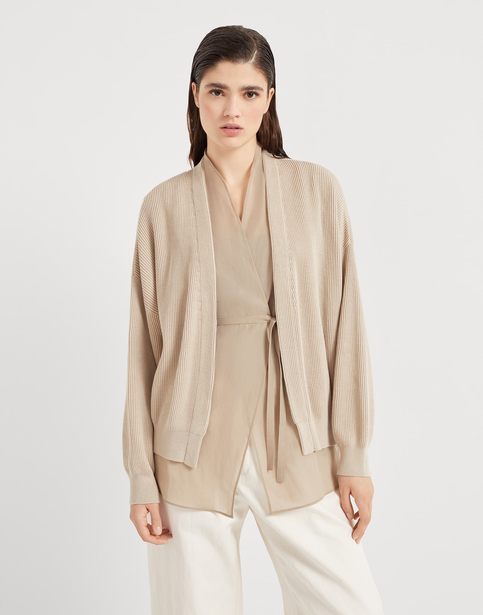 Layered Cardigan with monili