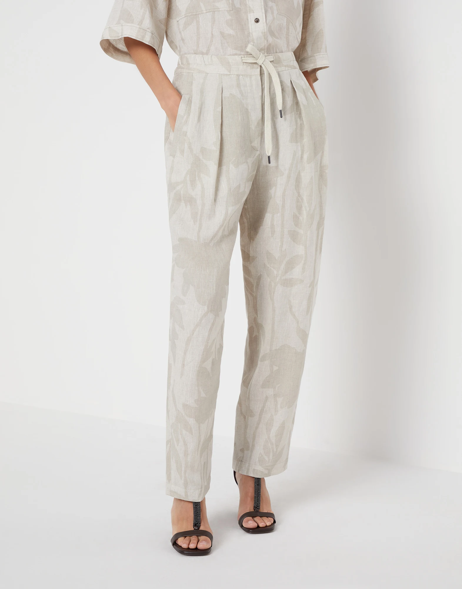 Ramage print lessive linen slouchy trousers