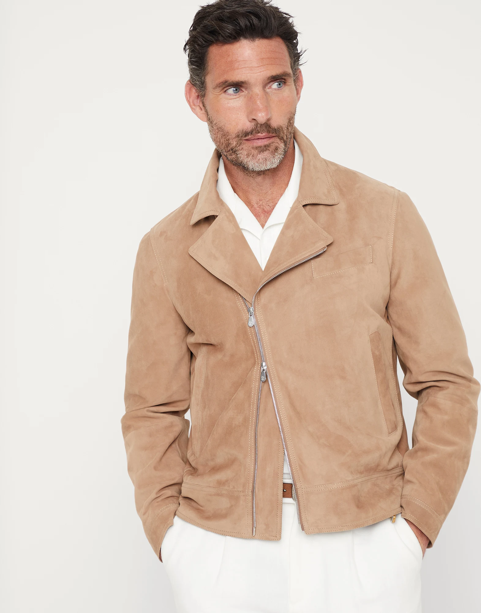 Suede biker jacket