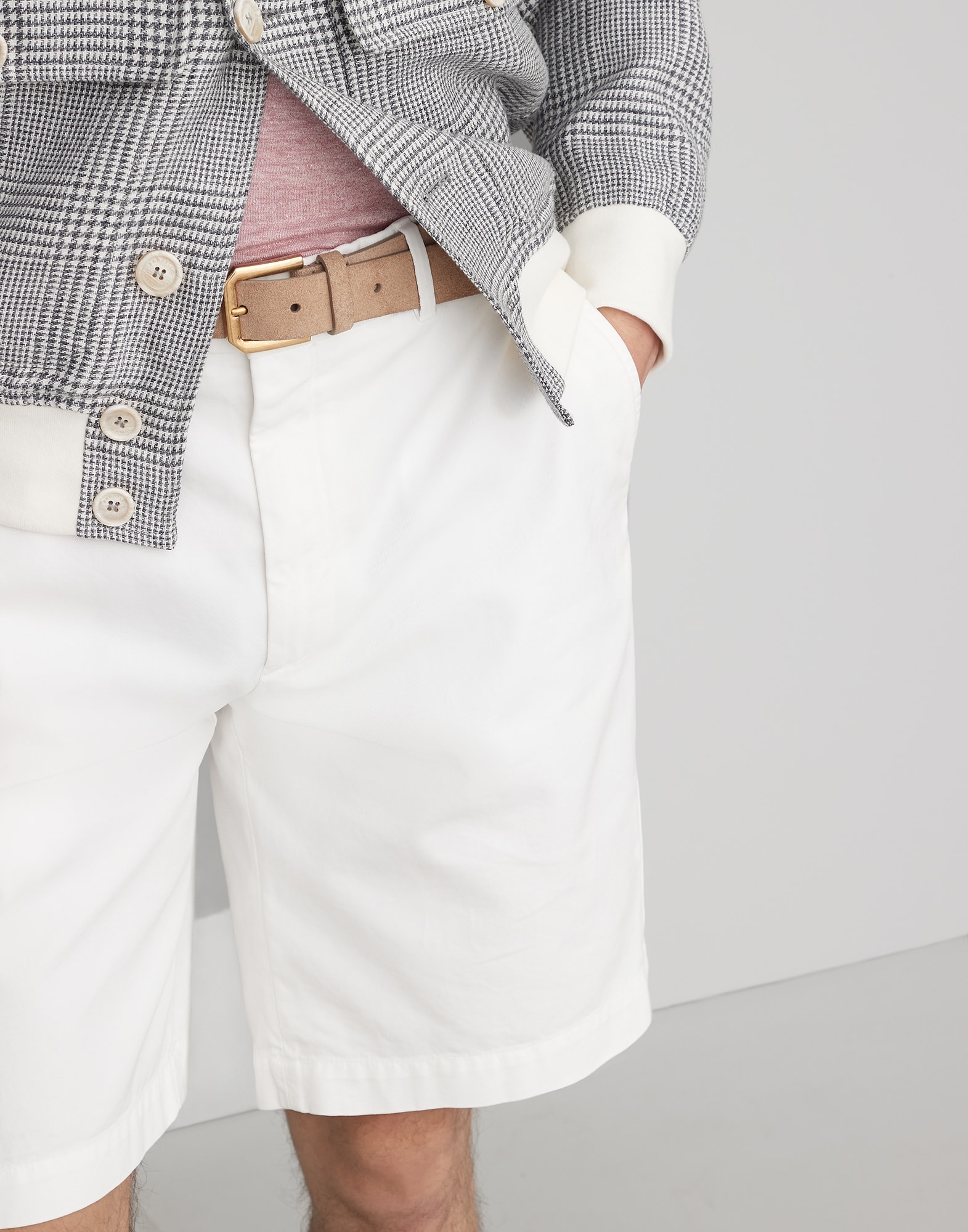 Garment-dyed Bermuda shorts in twisted cotton gabardine