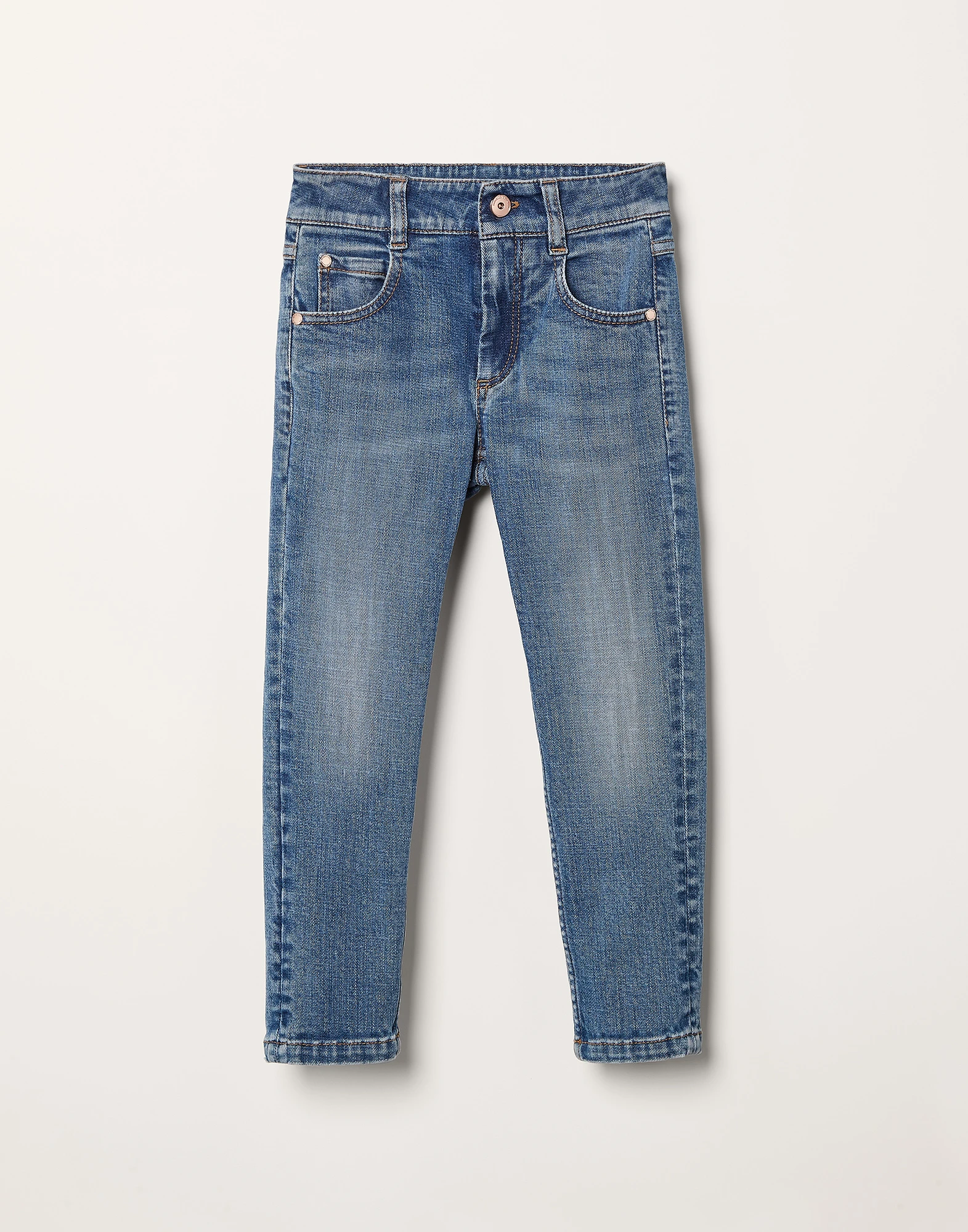 Comfort cotton denim slim fit trousers