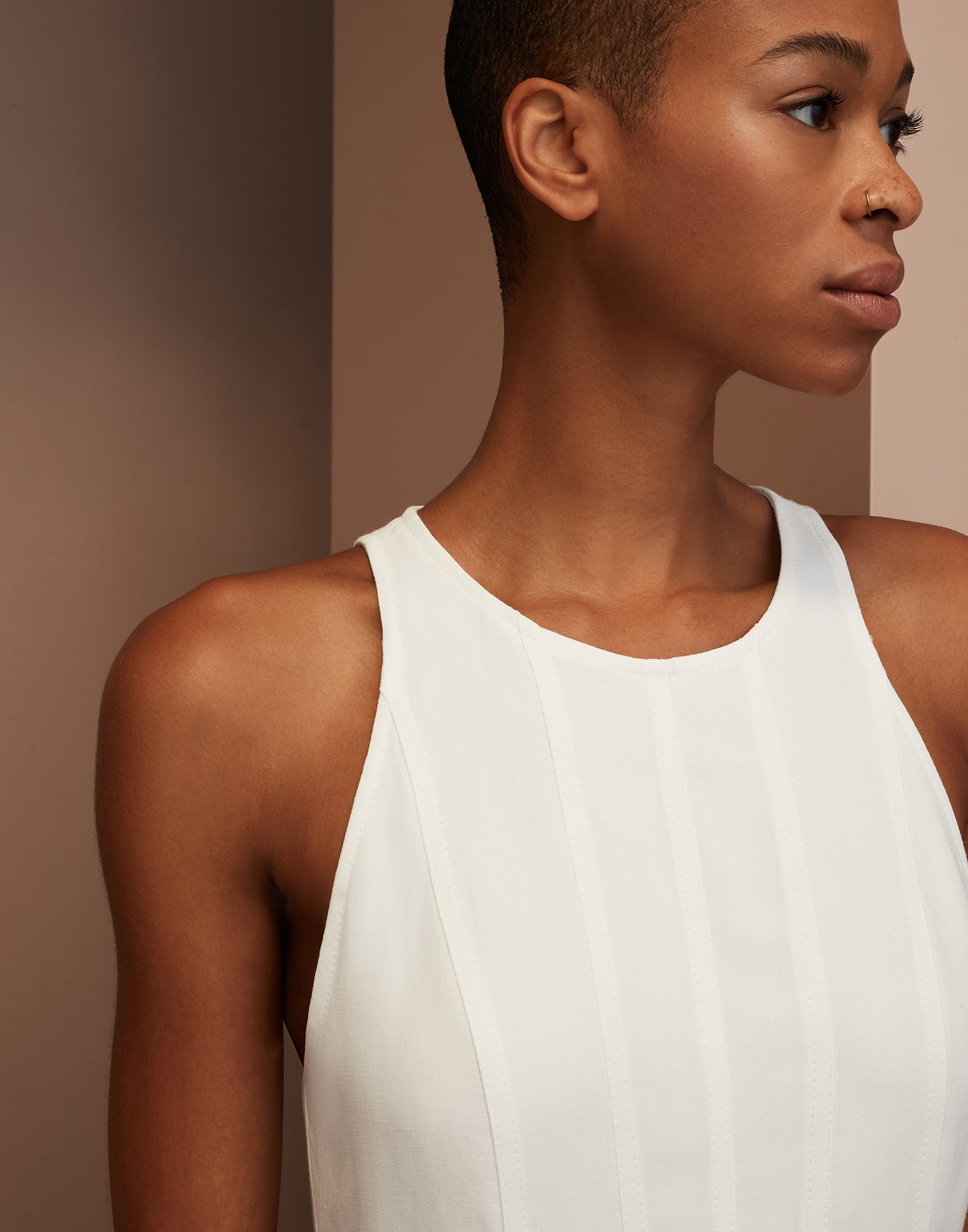 Viscose and linen fluid twill dress
