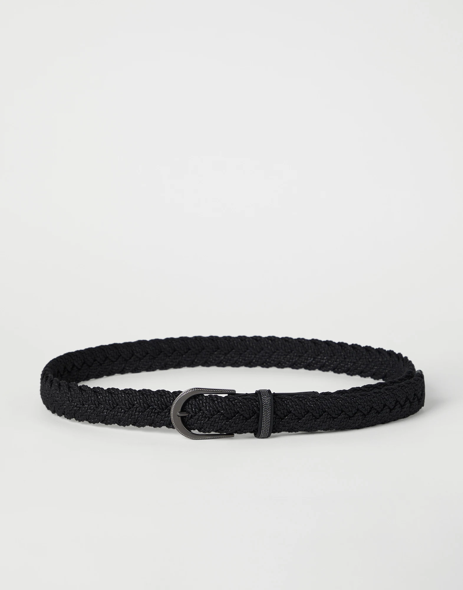 Braided belt with shiny loop